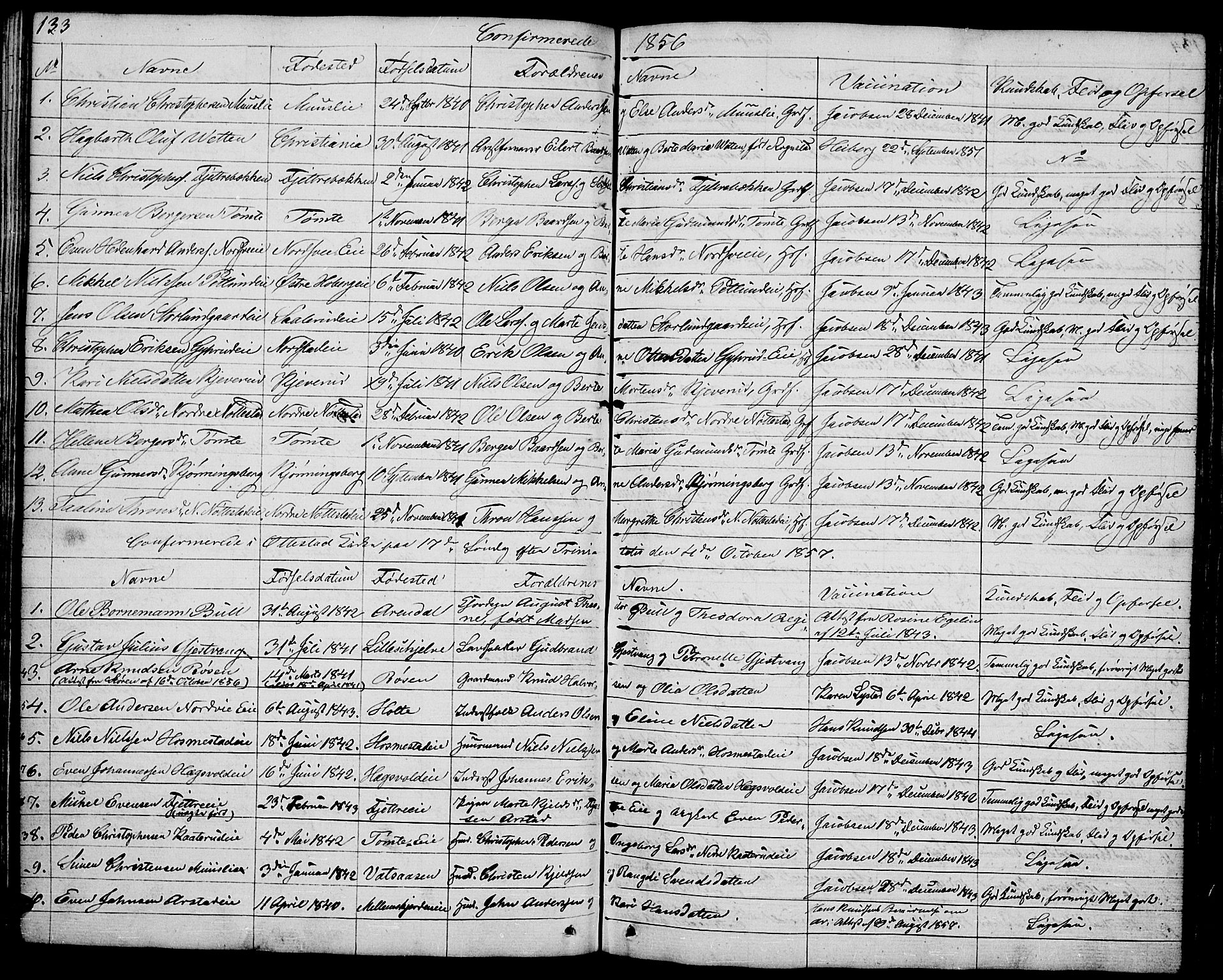 Stange prestekontor, AV/SAH-PREST-002/L/L0002: Parish register (copy) no. 2, 1838-1879, p. 133