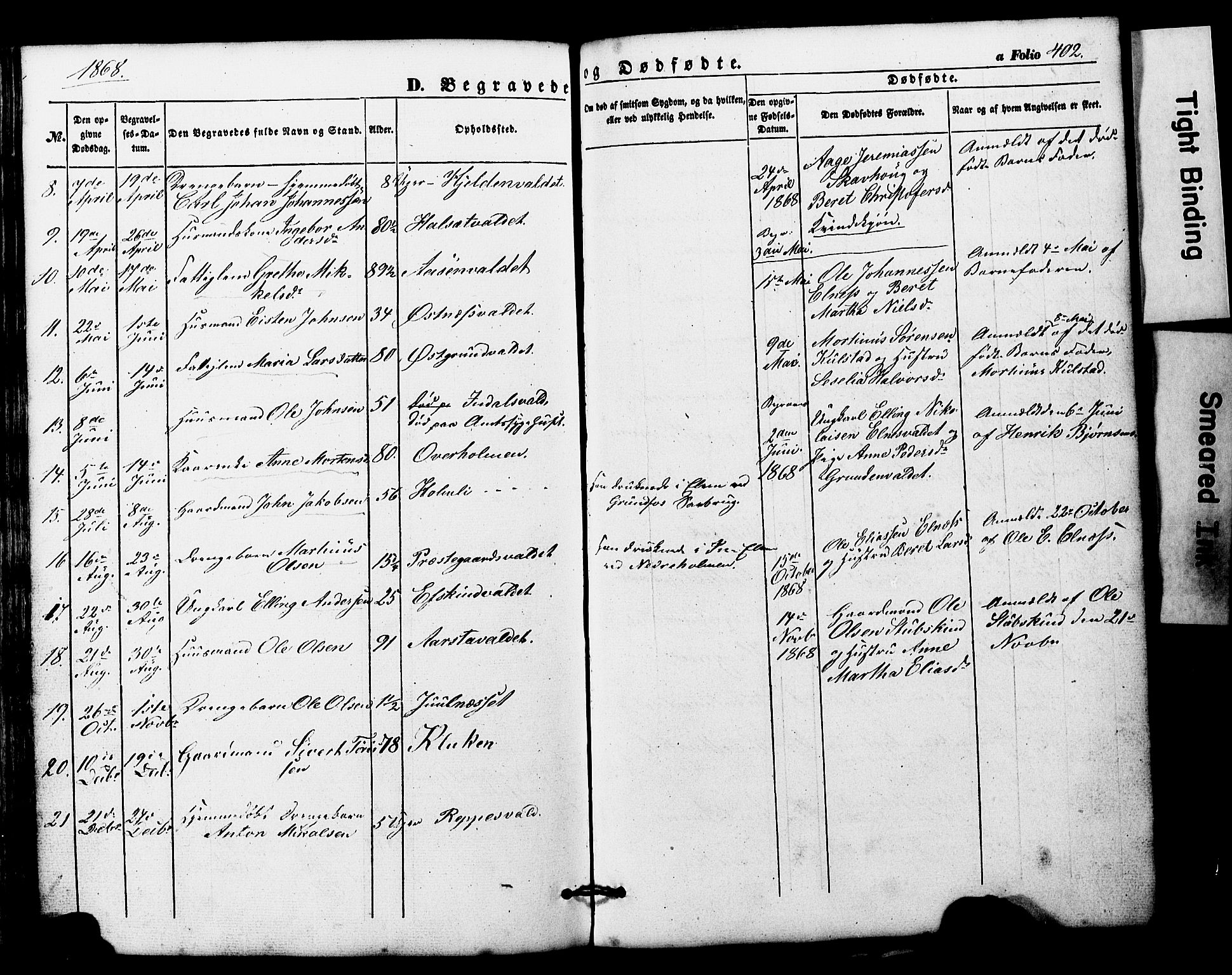 Ministerialprotokoller, klokkerbøker og fødselsregistre - Nord-Trøndelag, SAT/A-1458/724/L0268: Parish register (copy) no. 724C04, 1846-1878, p. 402