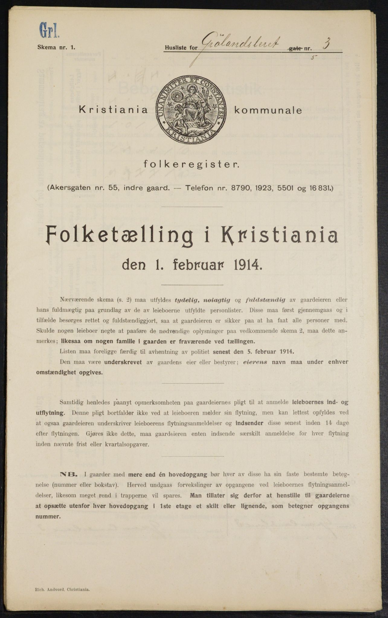 OBA, Municipal Census 1914 for Kristiania, 1914, p. 31681