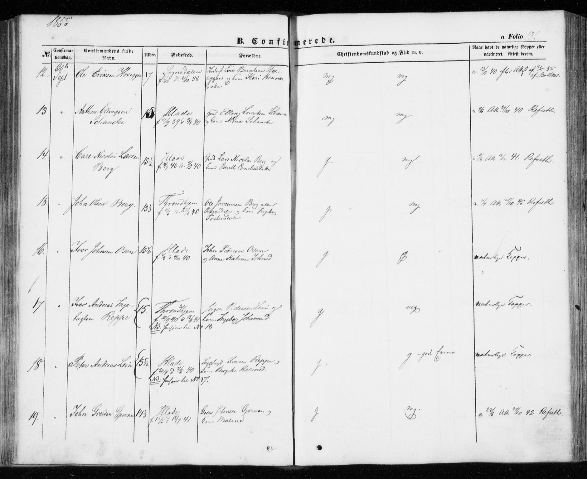 Ministerialprotokoller, klokkerbøker og fødselsregistre - Sør-Trøndelag, SAT/A-1456/606/L0291: Parish register (official) no. 606A06, 1848-1856, p. 182