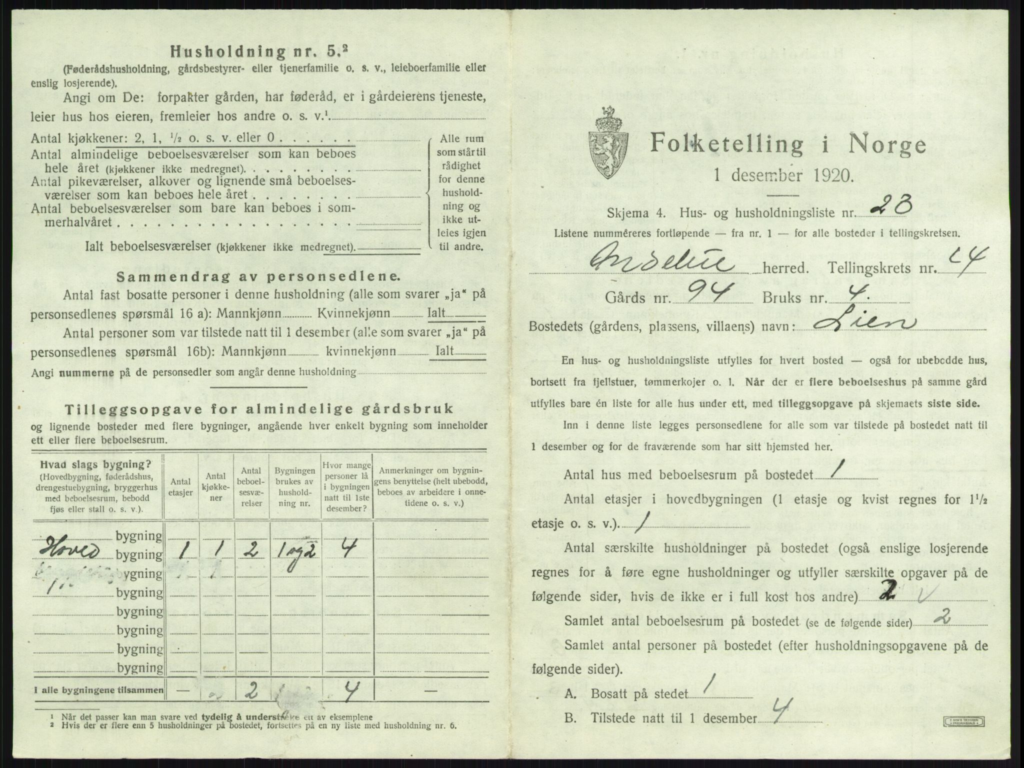 SAKO, 1920 census for Andebu, 1920, p. 828