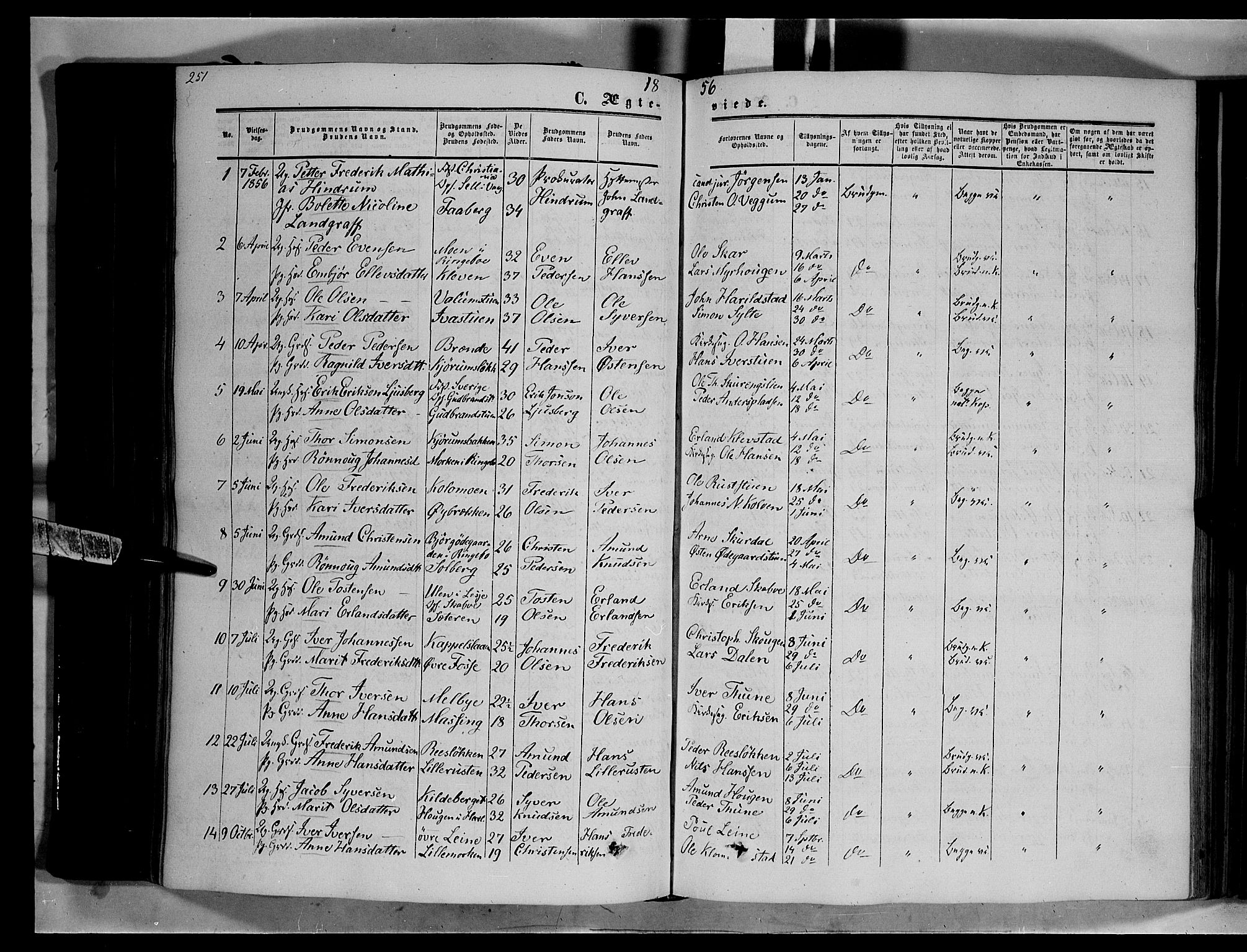 Nord-Fron prestekontor, SAH/PREST-080/H/Ha/Haa/L0001: Parish register (official) no. 1, 1851-1864, p. 251