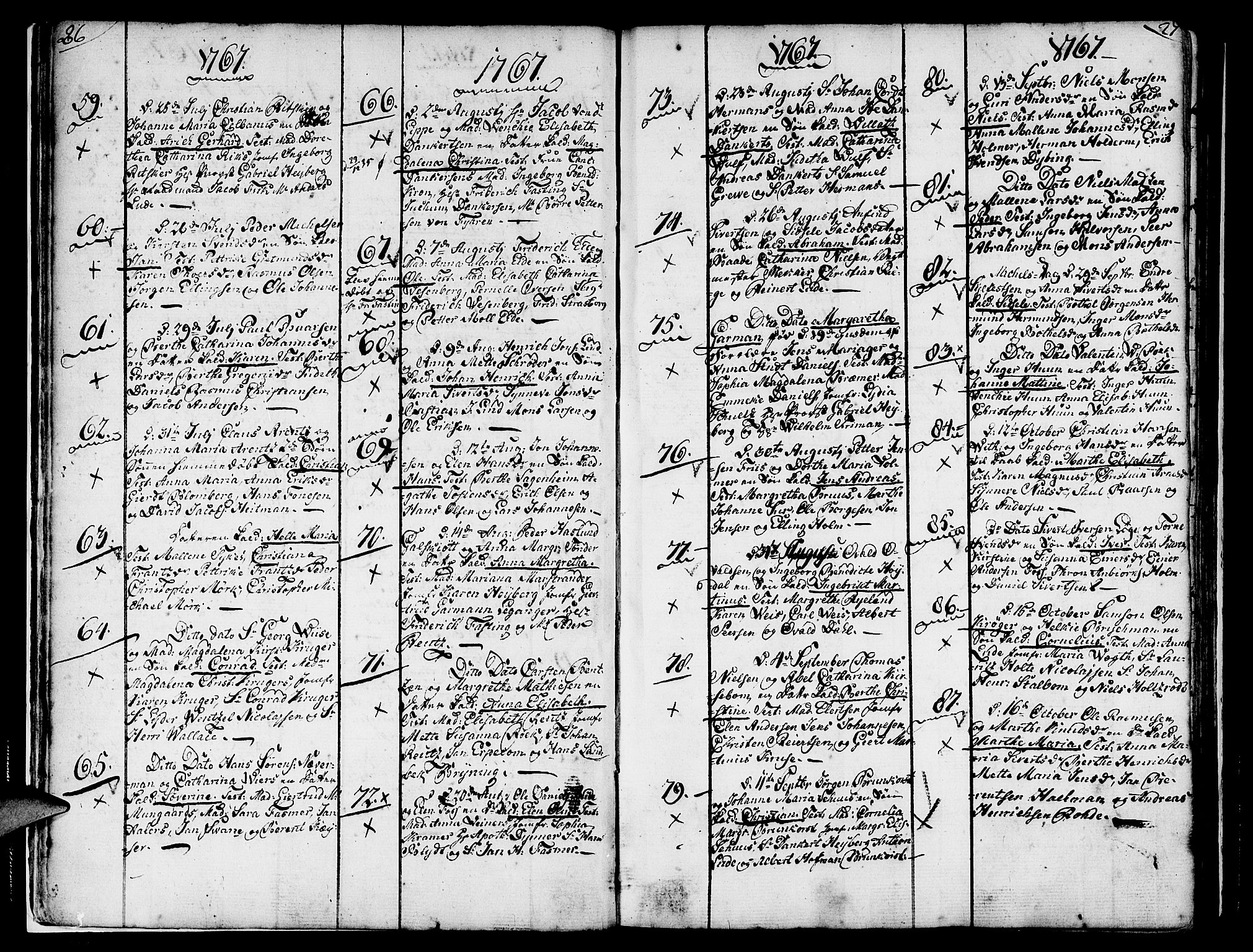 Nykirken Sokneprestembete, AV/SAB-A-77101/H/Haa/L0004: Parish register (official) no. A 4, 1765-1775, p. 26-27