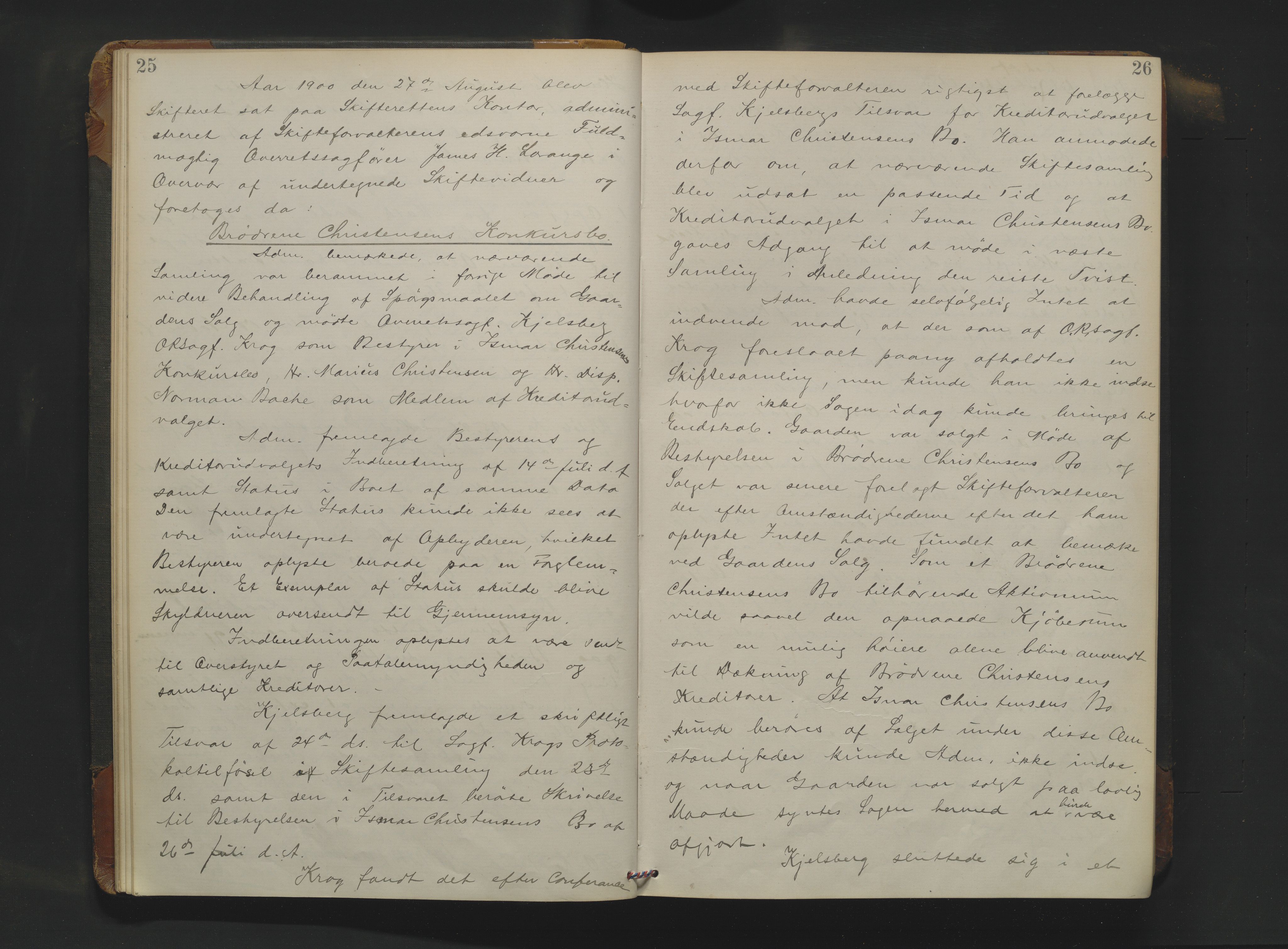 Drammen byfogd, AV/SAKO-A-222/H/Hb/Hbc/L0019: Skifteforhandlingsprotokoll. - Drammen., 1900-1902, p. 25-26