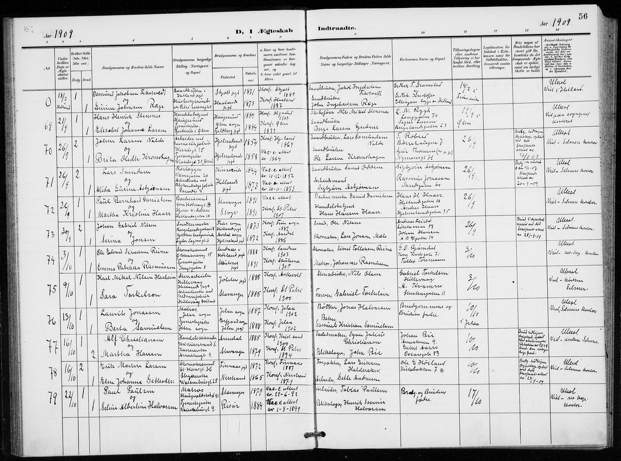 St. Petri sokneprestkontor, AV/SAST-A-101813/001/30/30BB/L0009: Parish register (copy) no. B 9, 1902-1935, p. 56