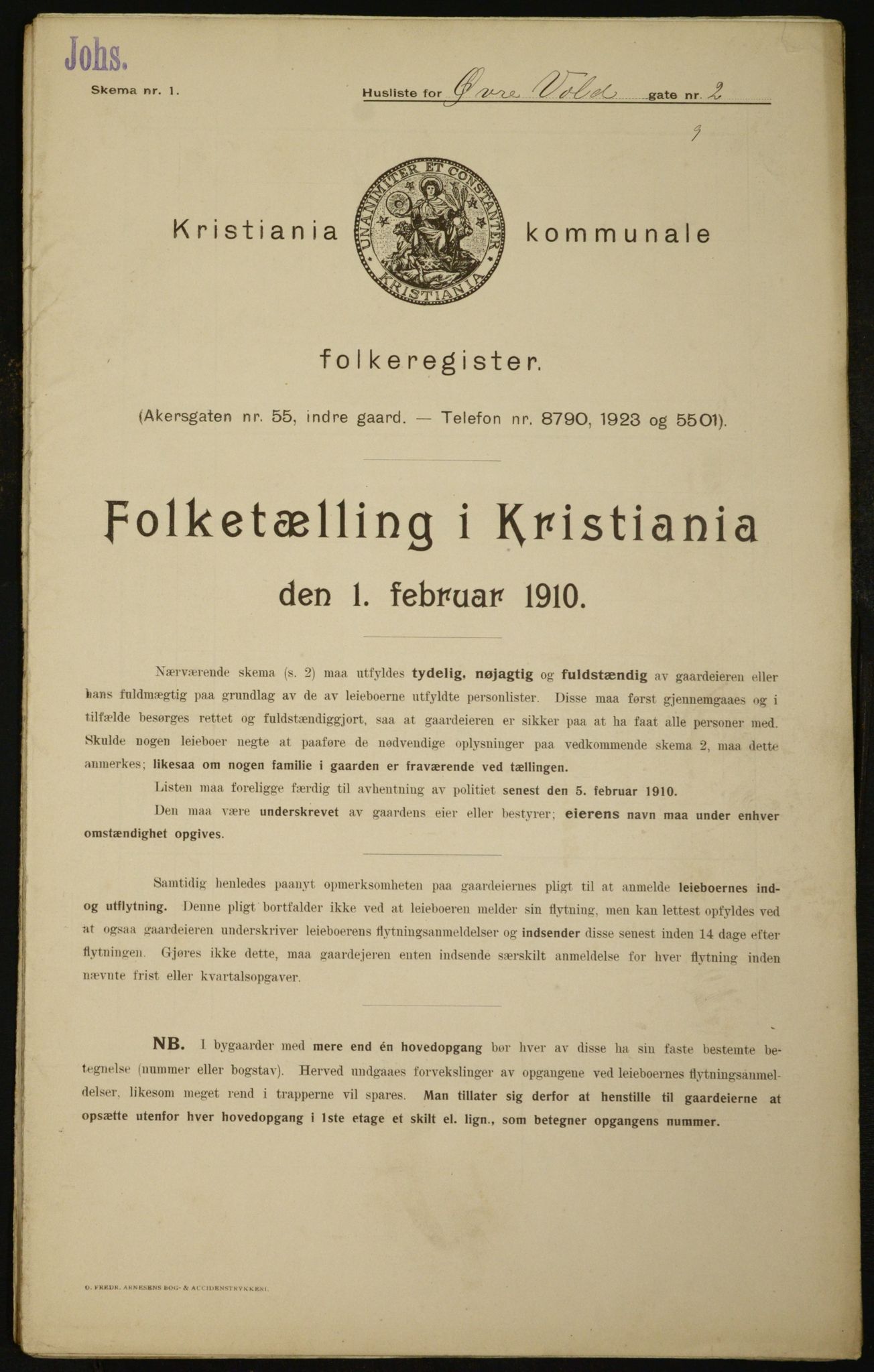 OBA, Municipal Census 1910 for Kristiania, 1910, p. 123331