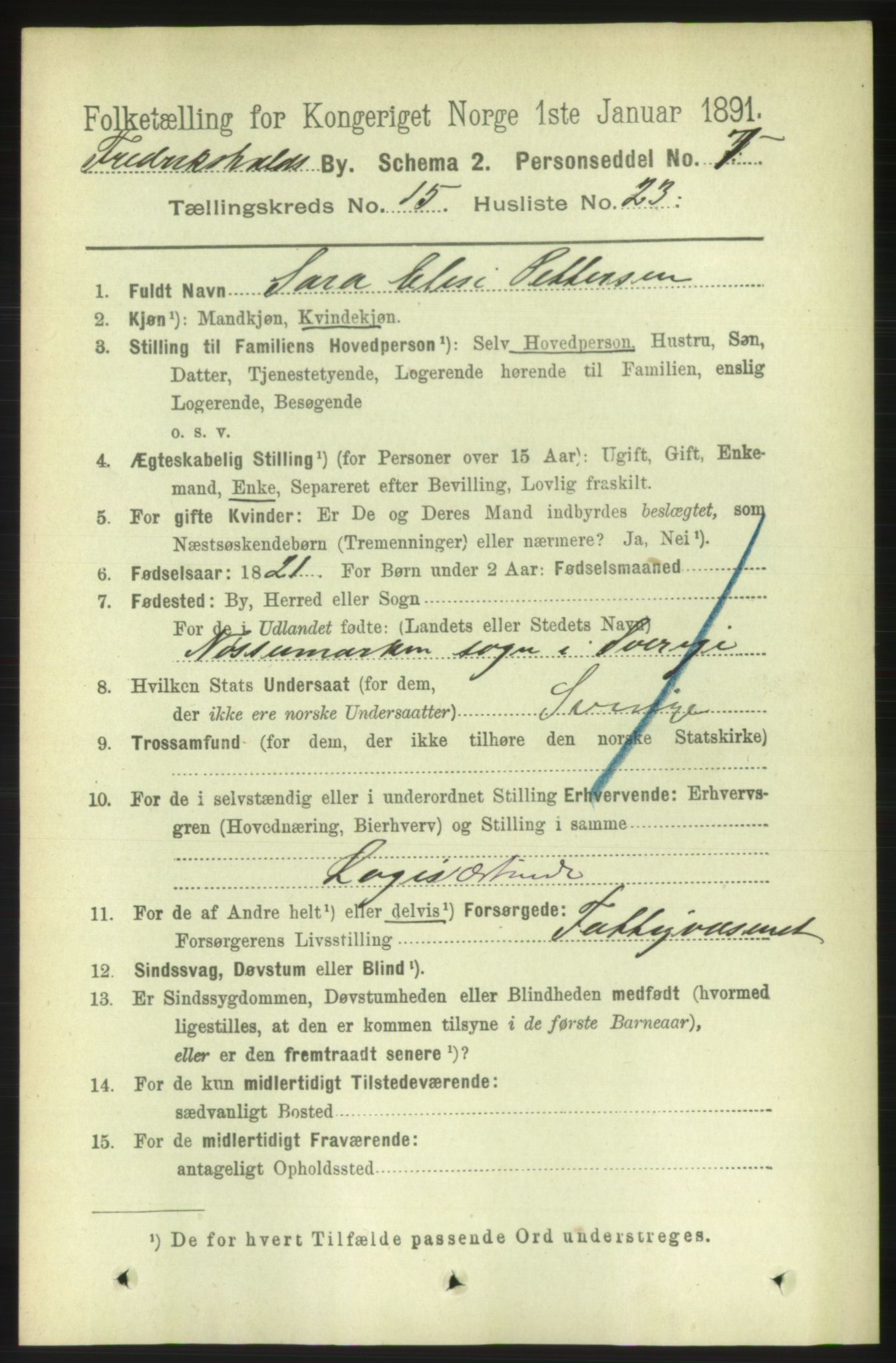 RA, 1891 census for 0101 Fredrikshald, 1891, p. 9694