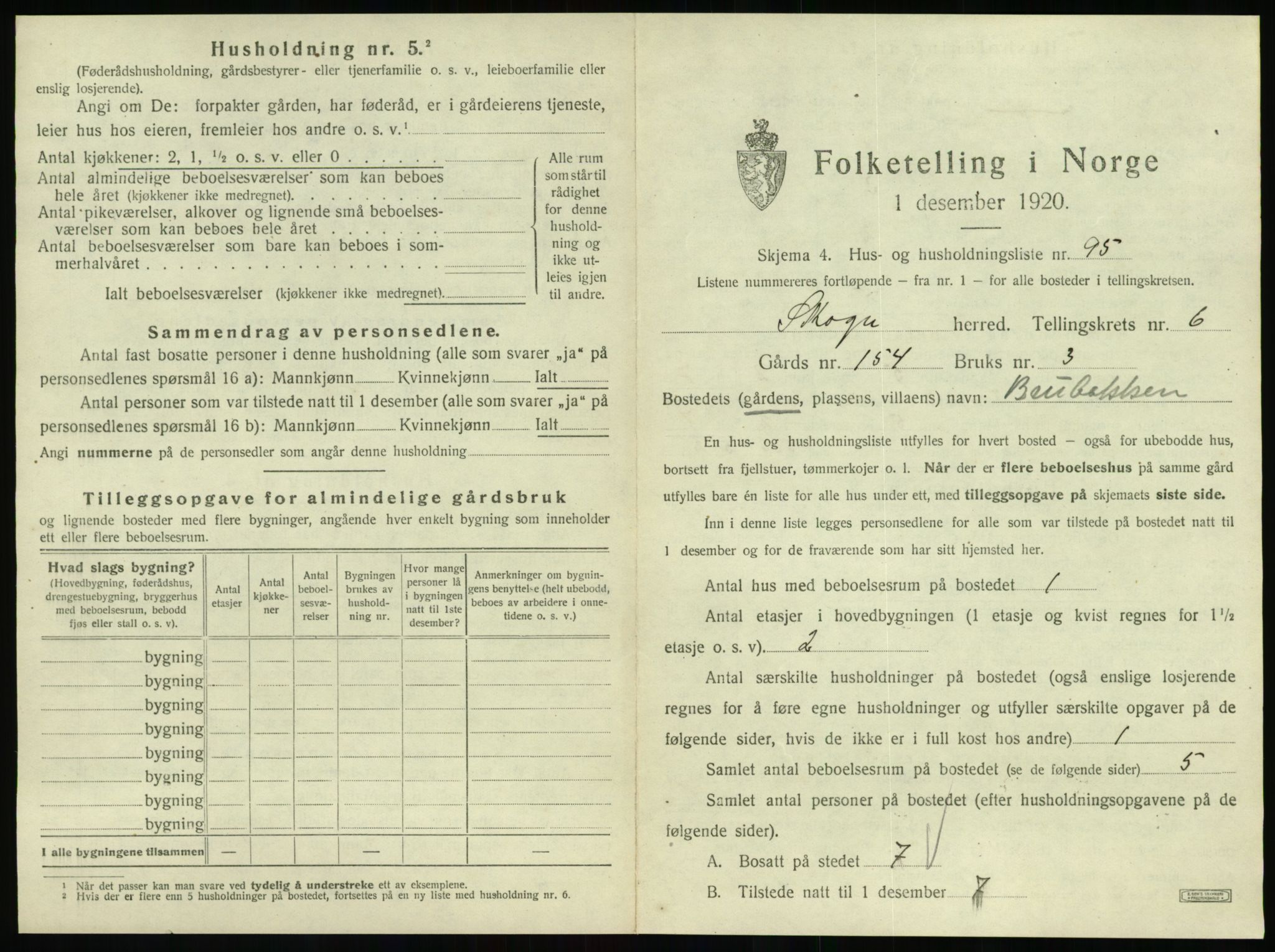 SAT, 1920 census for Skogn, 1920, p. 1271