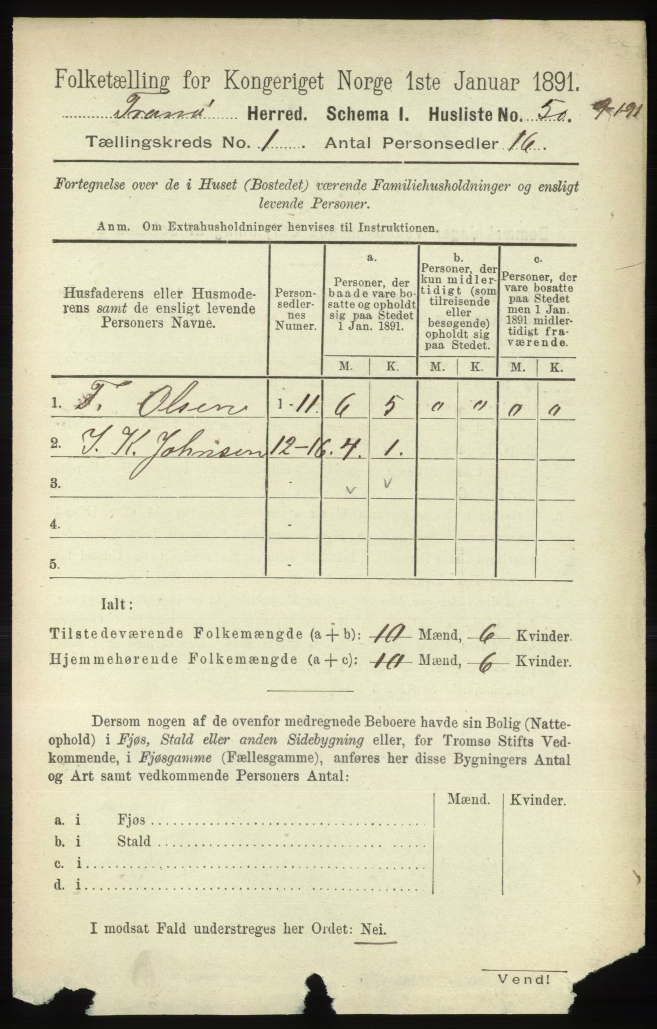 RA, 1891 census for 1927 Tranøy, 1891, p. 65