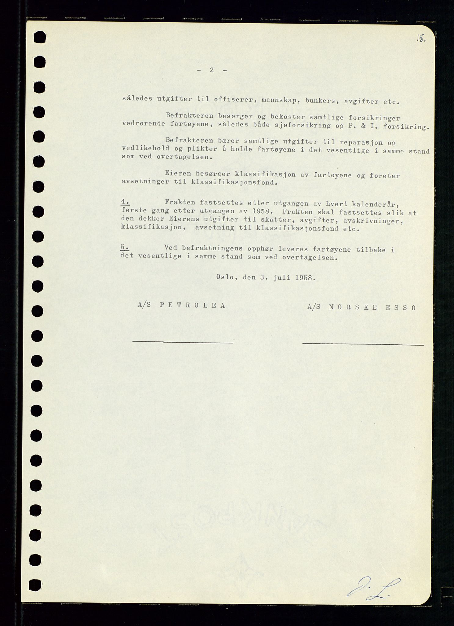 Pa 0982 - Esso Norge A/S, AV/SAST-A-100448/A/Aa/L0001/0001: Den administrerende direksjon Board minutes (styrereferater) / Den administrerende direksjon Board minutes (styrereferater), 1958-1959, p. 15