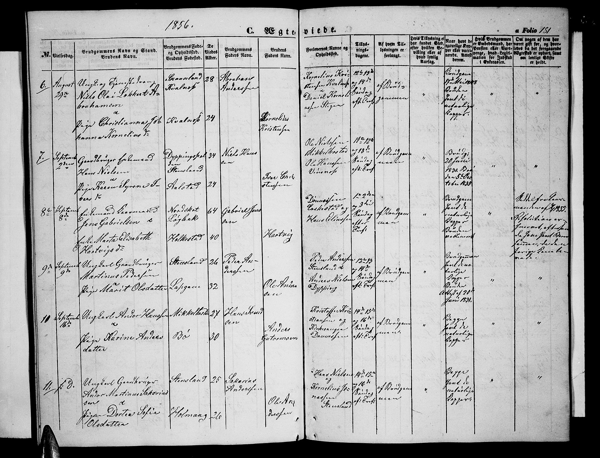 Ministerialprotokoller, klokkerbøker og fødselsregistre - Nordland, AV/SAT-A-1459/855/L0814: Parish register (copy) no. 855C03, 1851-1864, p. 181