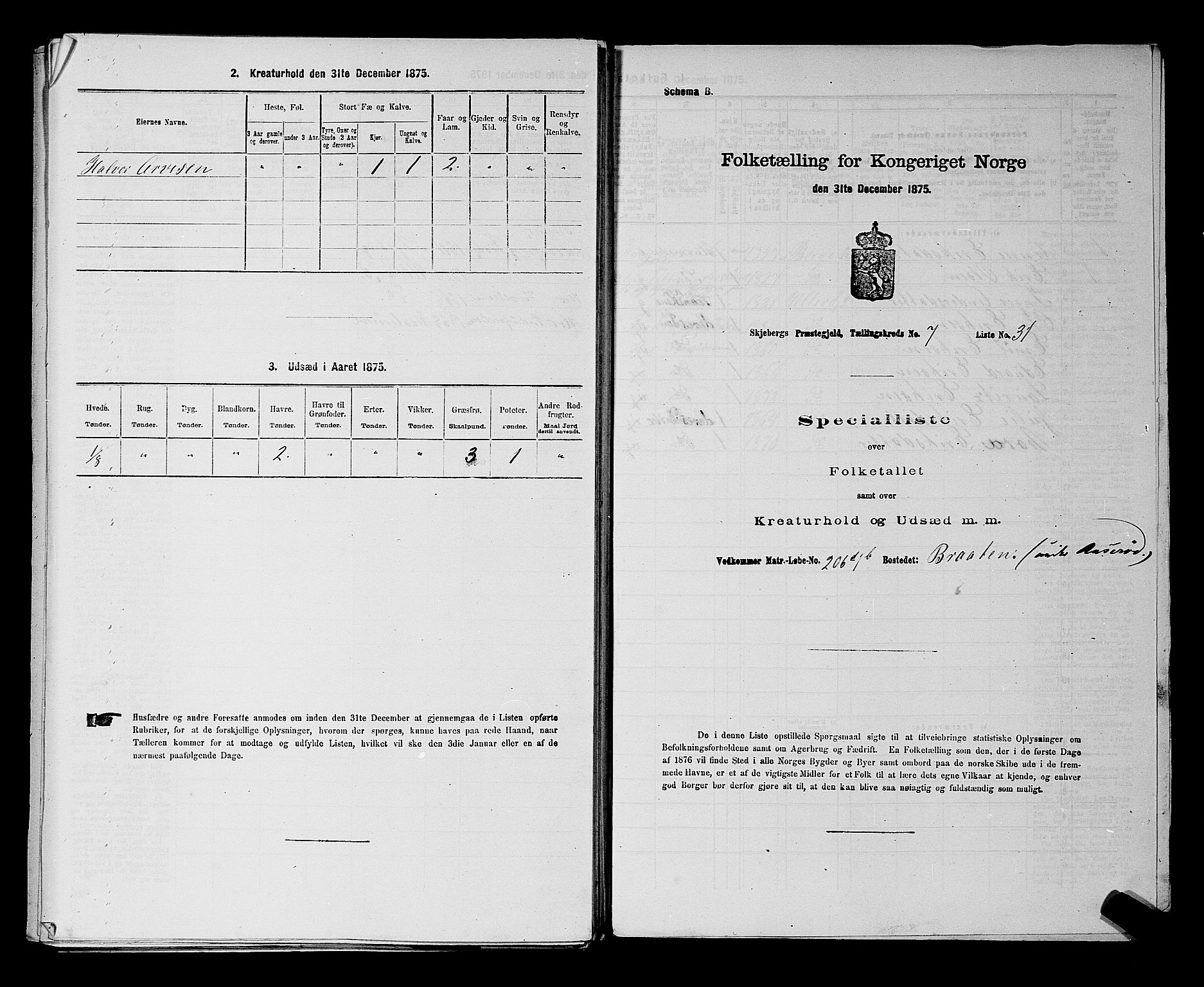 RA, 1875 census for 0115P Skjeberg, 1875, p. 1323