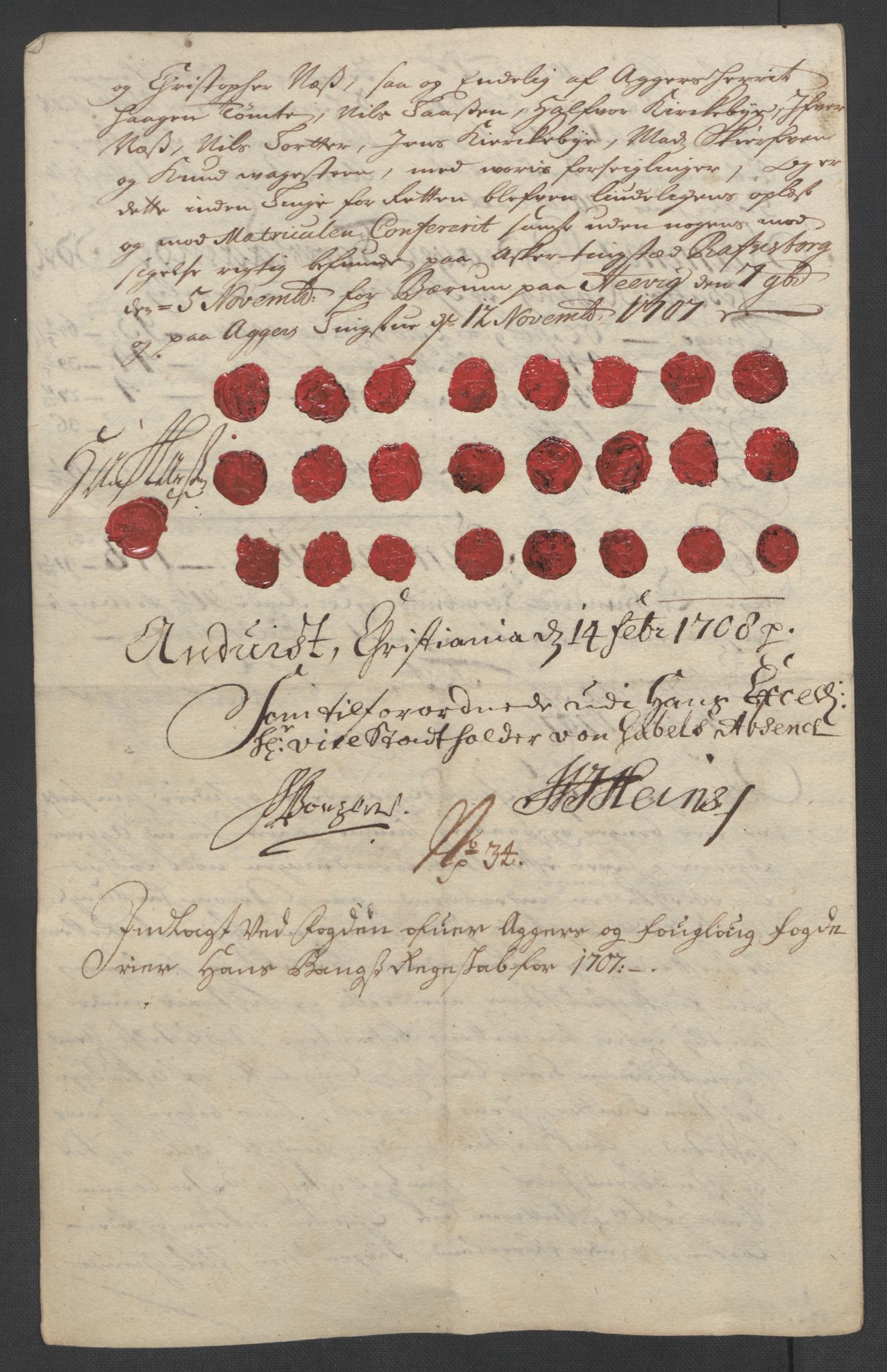 Rentekammeret inntil 1814, Reviderte regnskaper, Fogderegnskap, AV/RA-EA-4092/R10/L0447: Fogderegnskap Aker og Follo, 1707-1709, p. 195