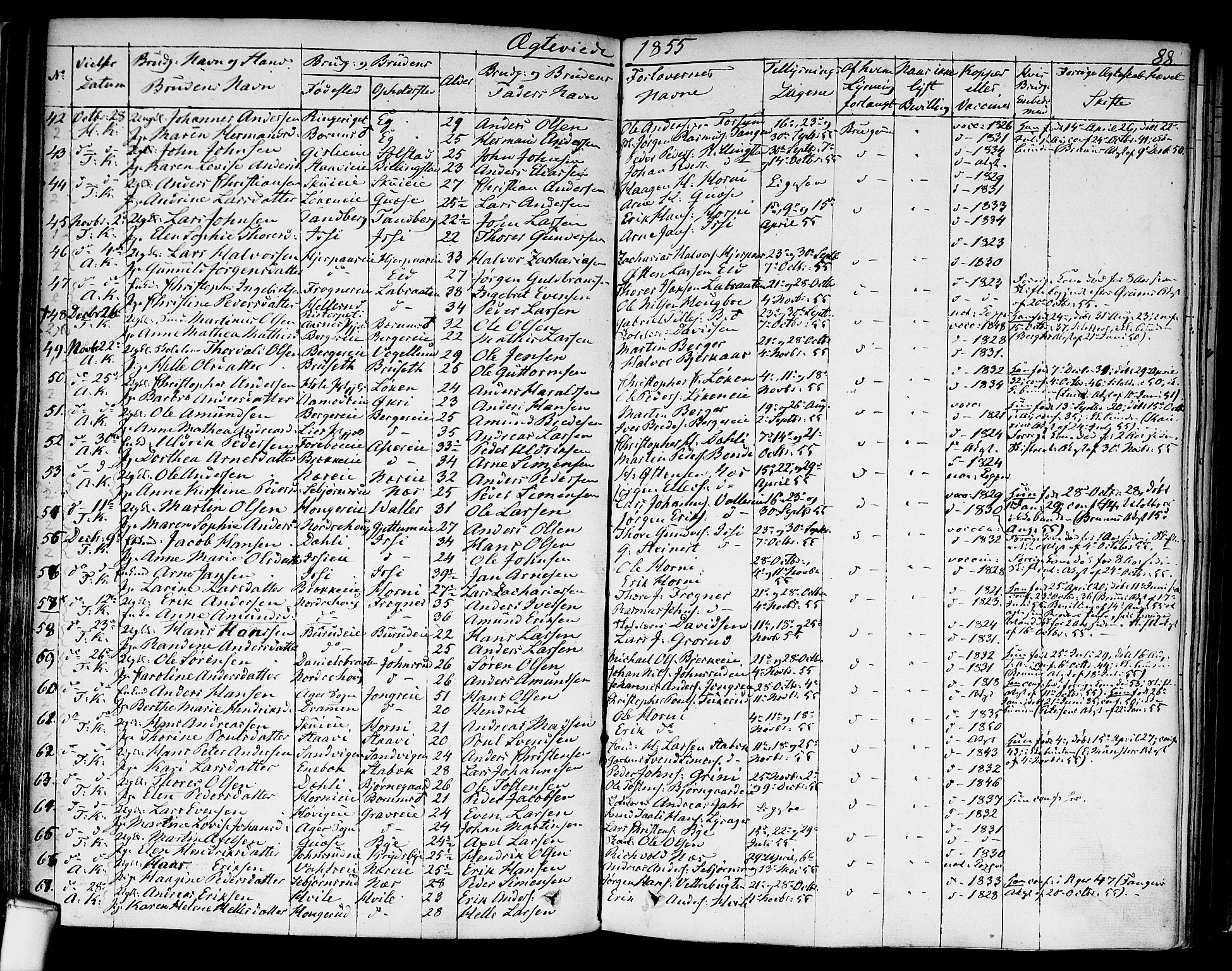 Asker prestekontor Kirkebøker, SAO/A-10256a/F/Fa/L0010: Parish register (official) no. I 10, 1825-1878, p. 88