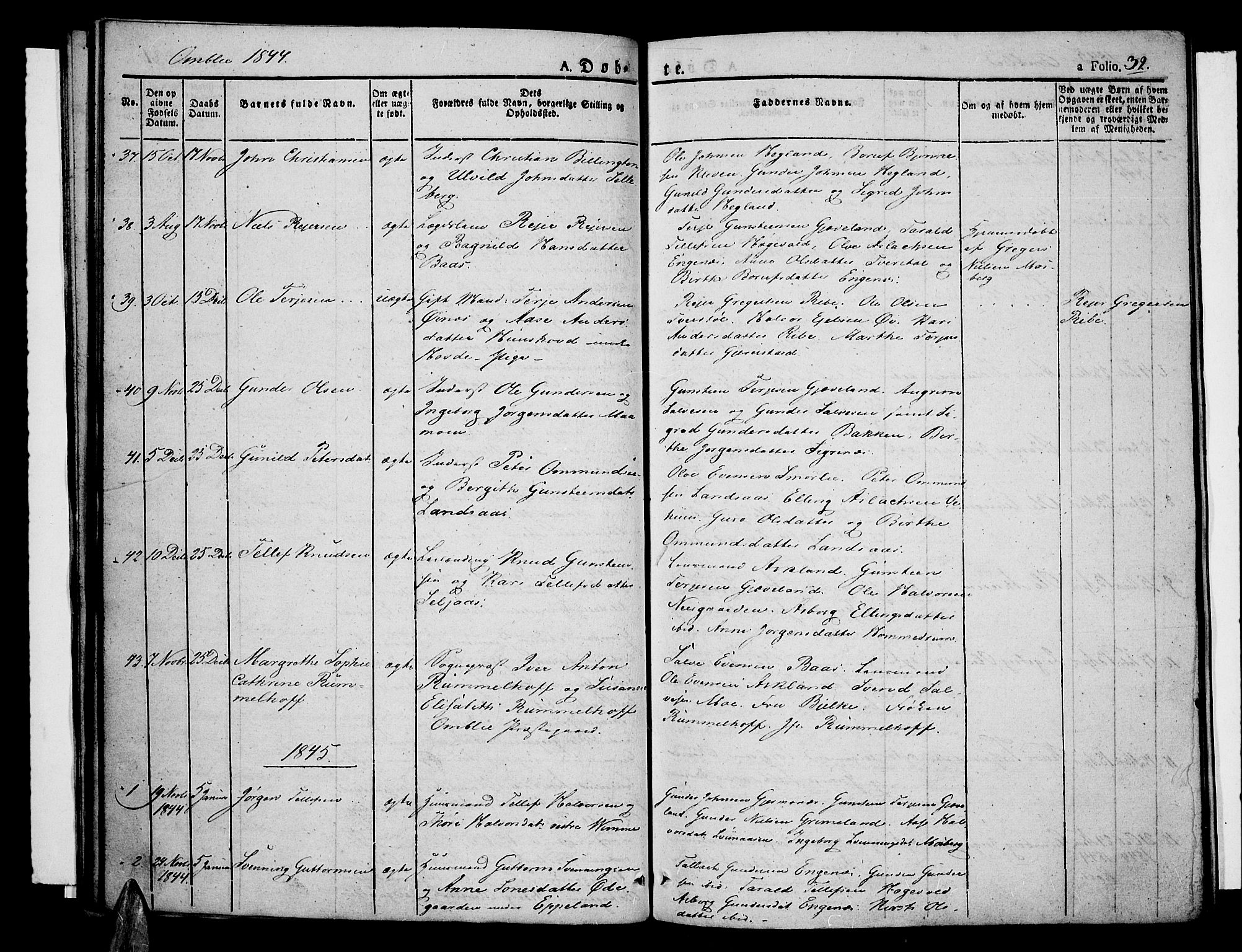 Åmli sokneprestkontor, SAK/1111-0050/F/Fa/Fac/L0007: Parish register (official) no. A 7 /1, 1829-1851, p. 32