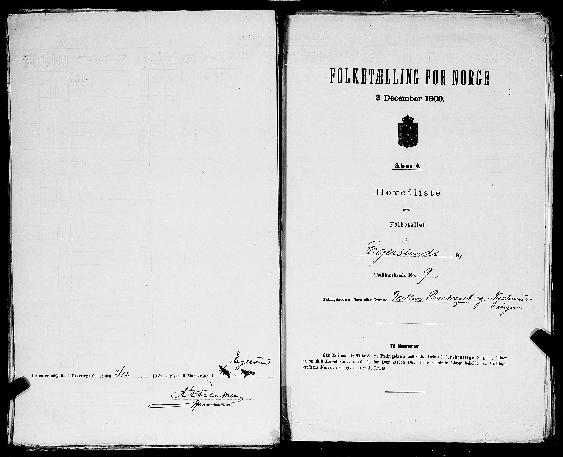 SAST, 1900 census for Egersund, 1900, p. 39