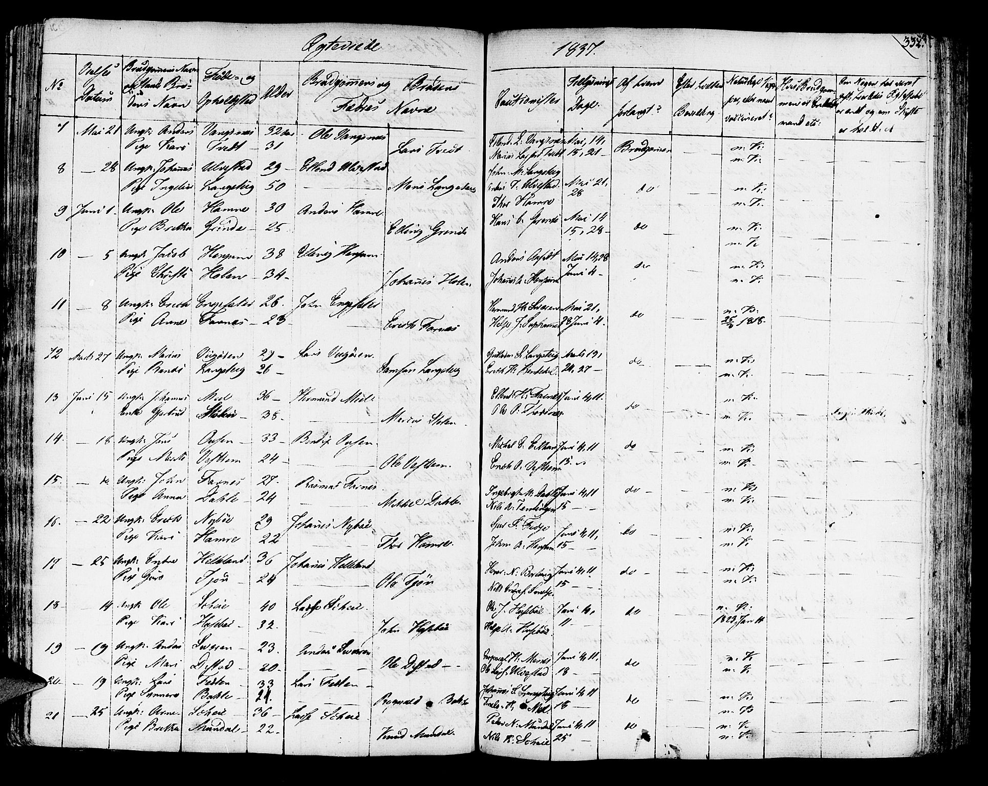 Leikanger sokneprestembete, AV/SAB-A-81001/H/Haa/Haaa/L0006: Parish register (official) no. A 6, 1810-1838, p. 332