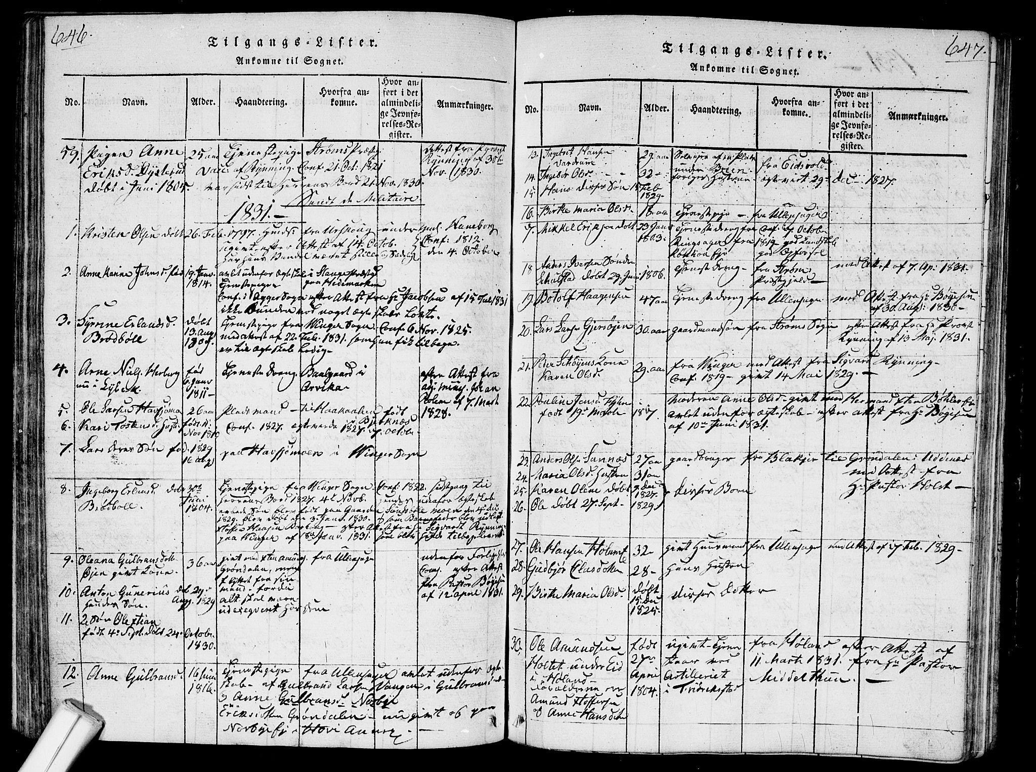 Nes prestekontor Kirkebøker, SAO/A-10410/G/Ga/L0001: Parish register (copy) no. I 1, 1815-1835, p. 646-647