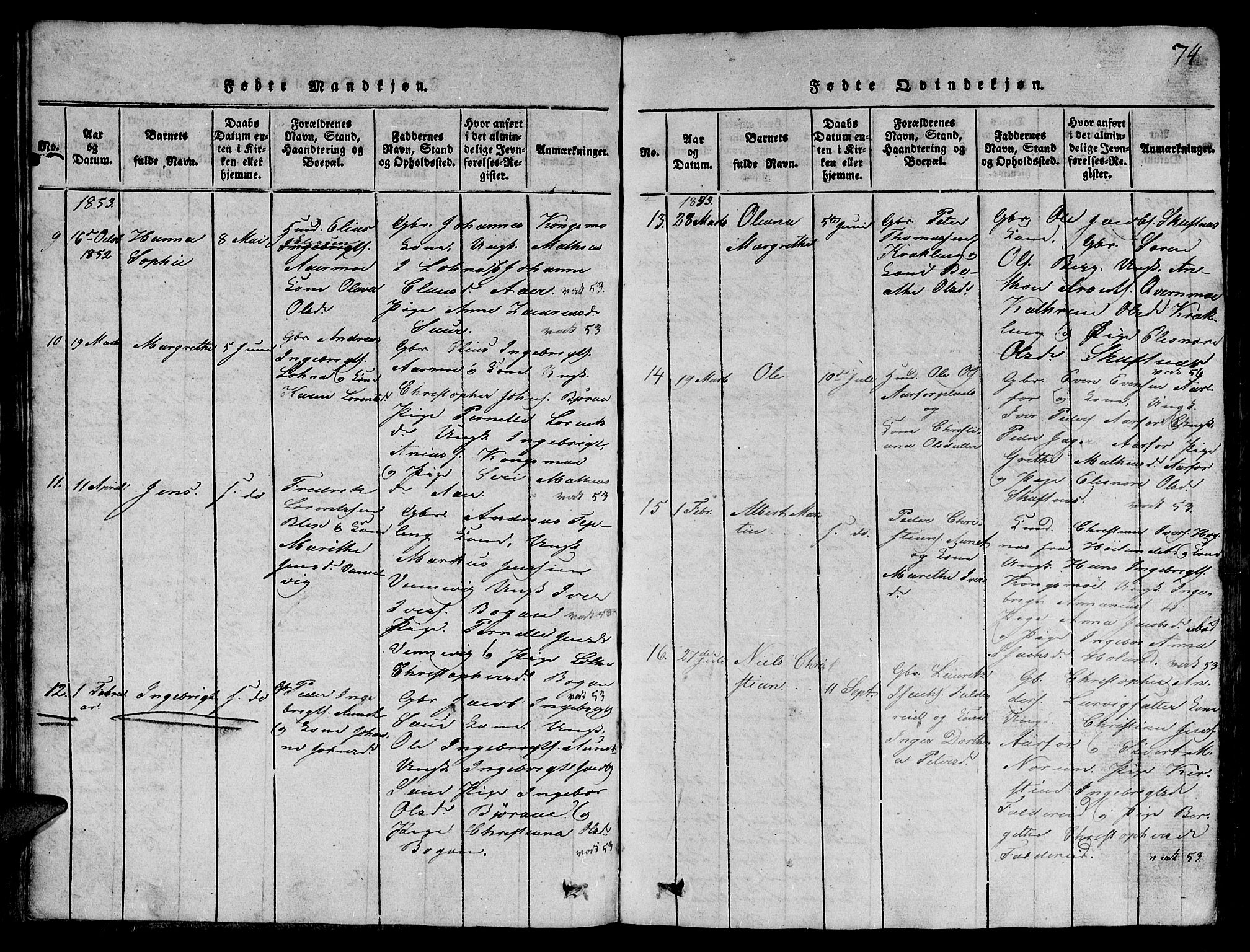 Ministerialprotokoller, klokkerbøker og fødselsregistre - Nord-Trøndelag, SAT/A-1458/780/L0648: Parish register (copy) no. 780C01 /3, 1815-1877, p. 74