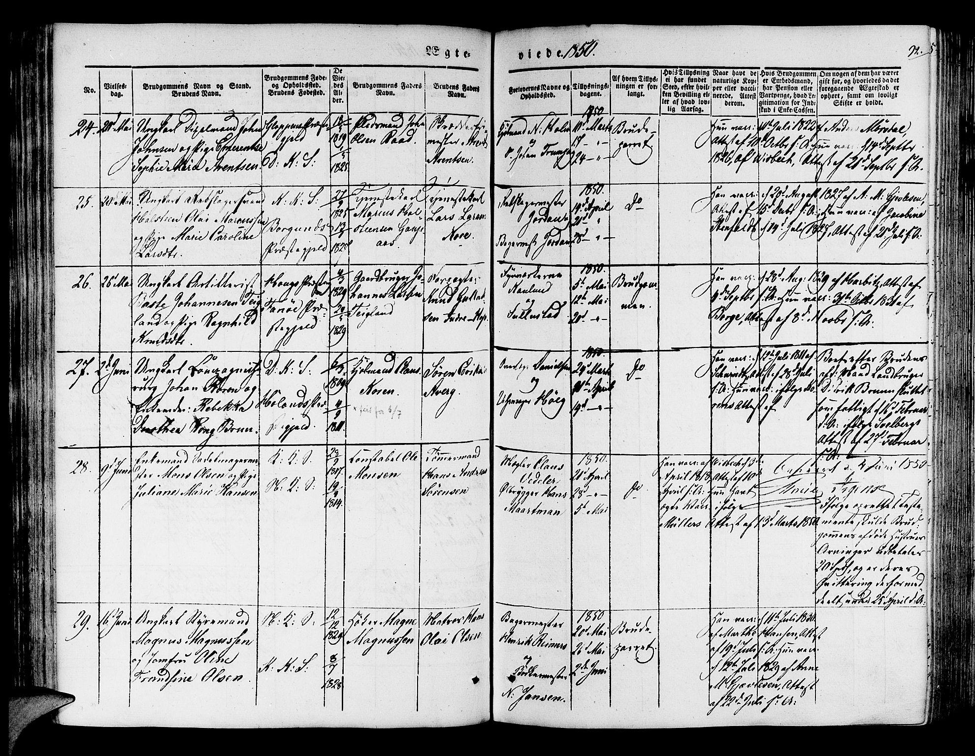 Korskirken sokneprestembete, AV/SAB-A-76101/H/Hab: Parish register (copy) no. D 1, 1840-1867, p. 92