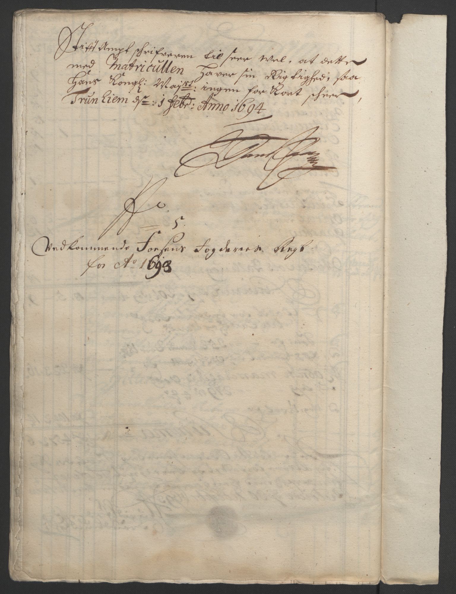 Rentekammeret inntil 1814, Reviderte regnskaper, Fogderegnskap, RA/EA-4092/R57/L3849: Fogderegnskap Fosen, 1692-1693, p. 471