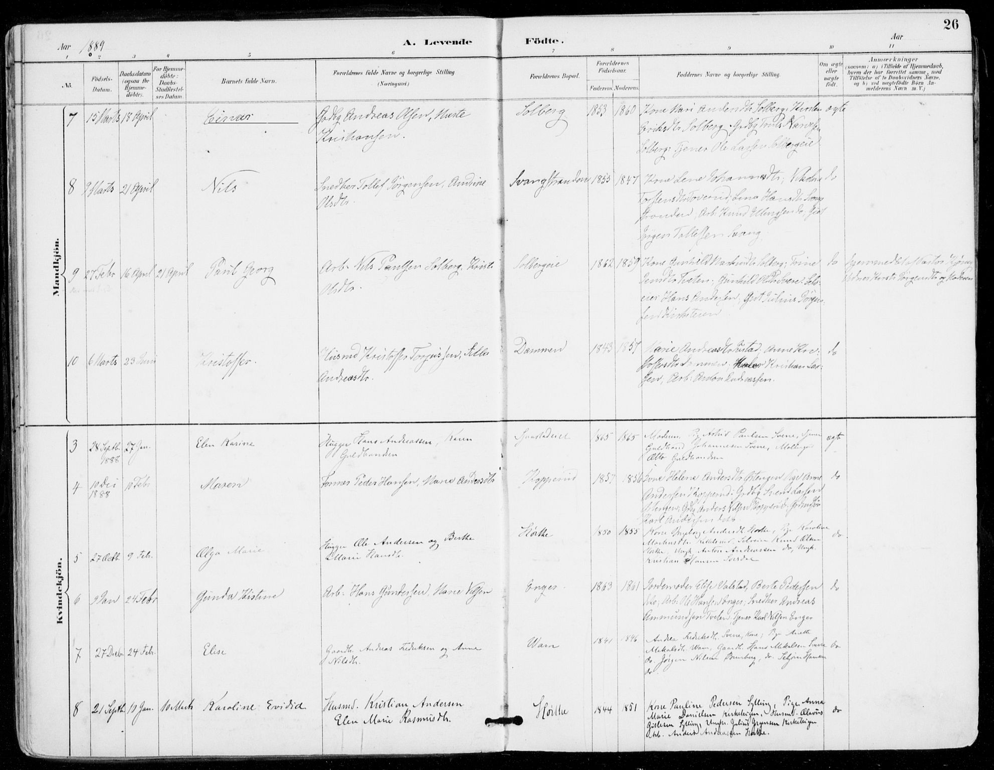 Sylling kirkebøker, AV/SAKO-A-247/F/Fa/L0001: Parish register (official) no. 1, 1883-1910, p. 26