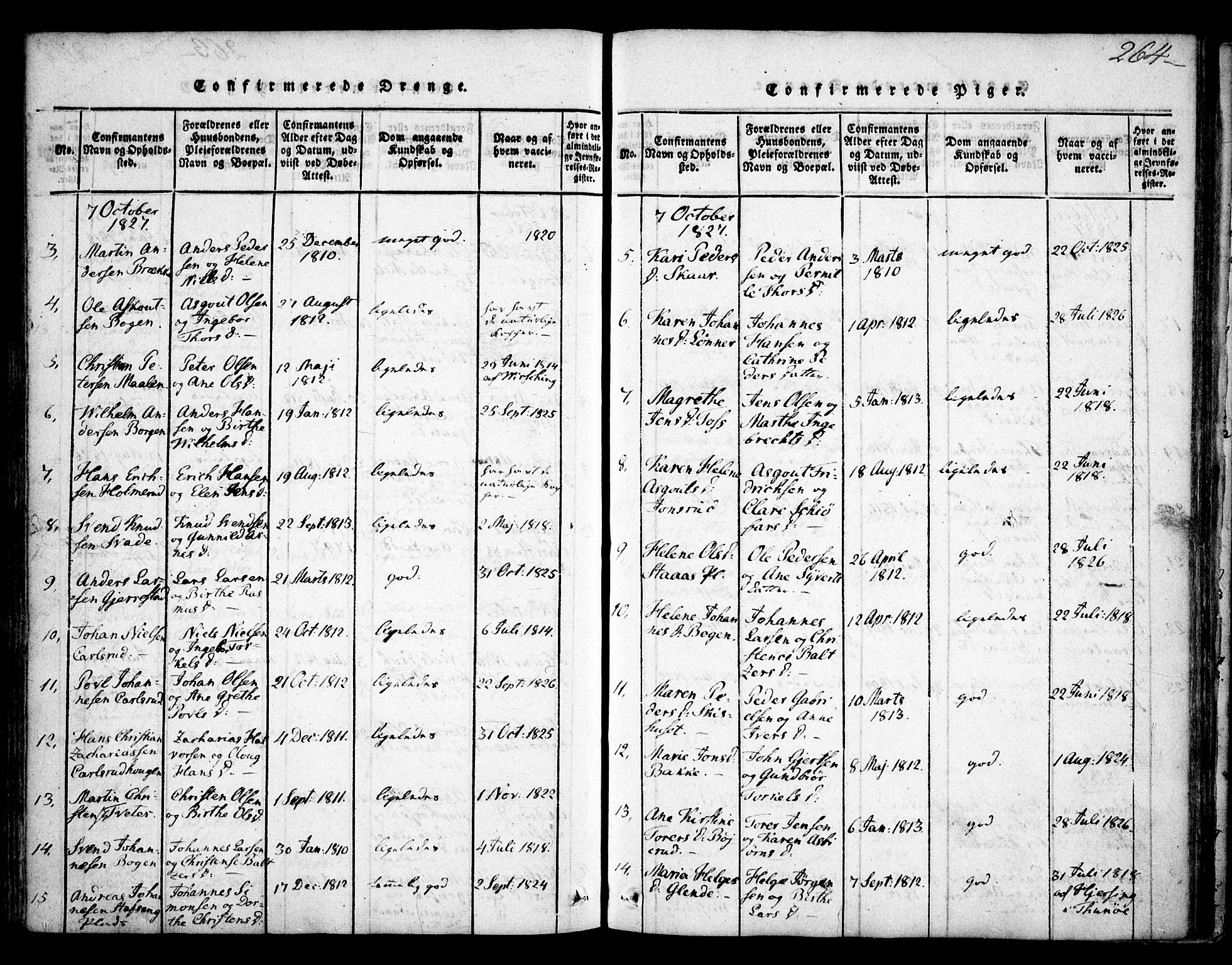 Skiptvet prestekontor Kirkebøker, SAO/A-20009/F/Fa/L0005: Parish register (official) no. 5, 1814-1838, p. 264