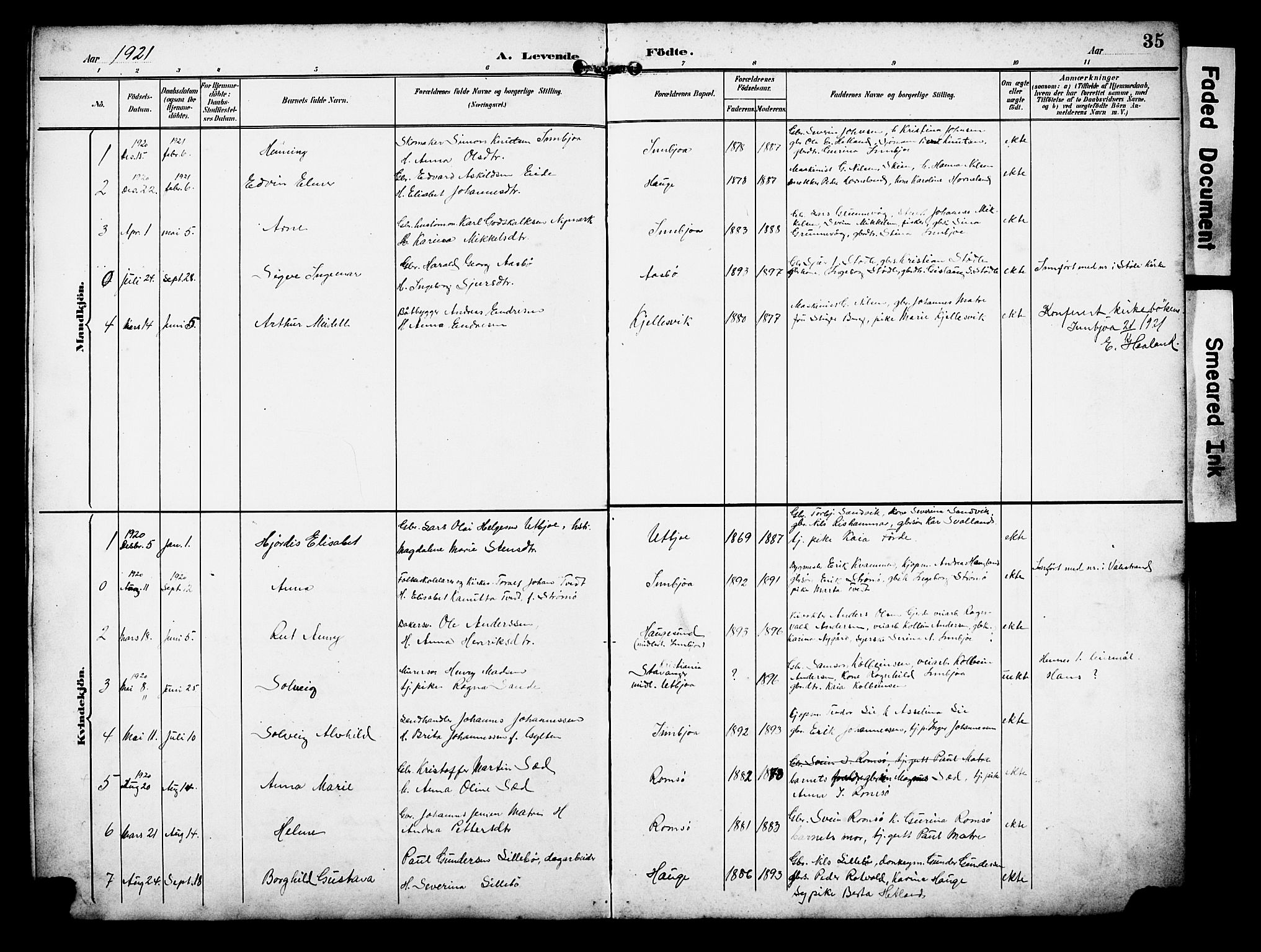 Ølen Sokneprestembete, AV/SAB-A-79201/H/Hab: Parish register (copy) no. B 1, 1895-1930, p. 35