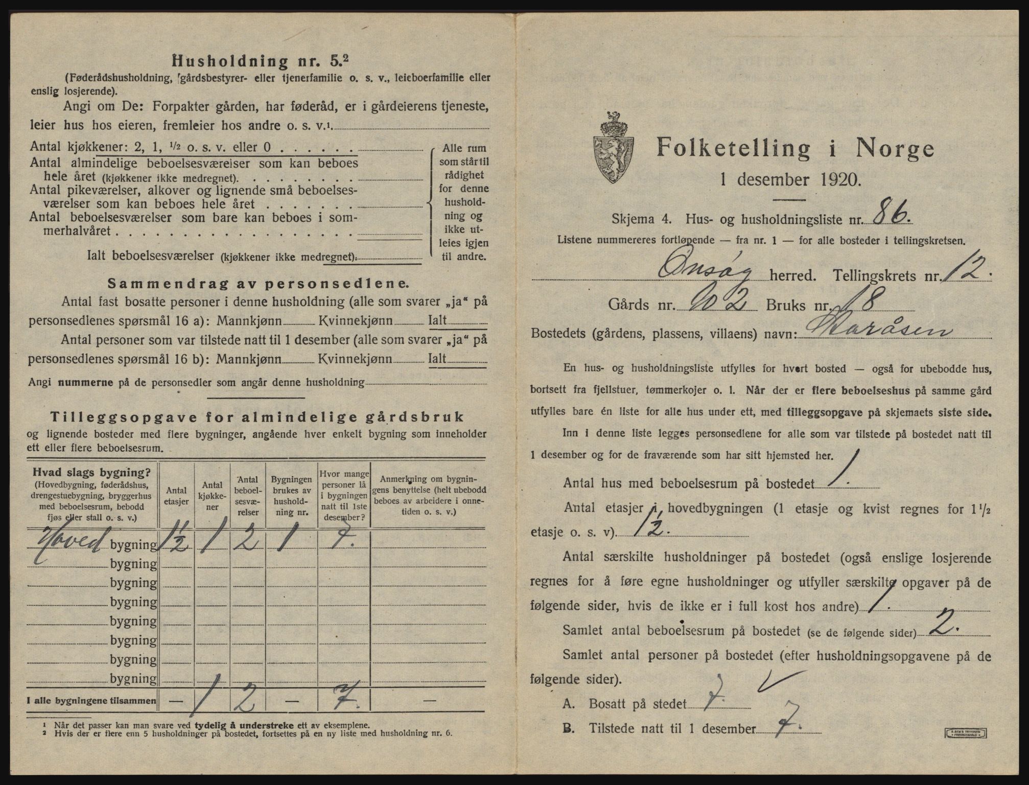 SAO, 1920 census for Onsøy, 1920, p. 2234