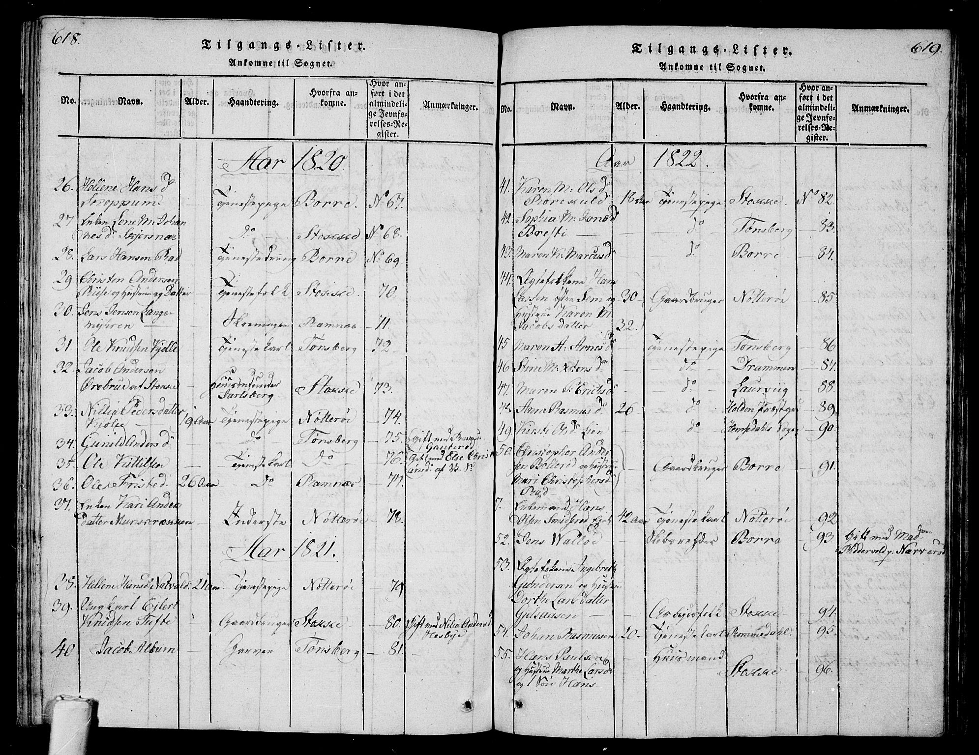 Sem kirkebøker, AV/SAKO-A-5/G/Ga/L0001: Parish register (copy) no. I 1, 1814-1825, p. 618-619