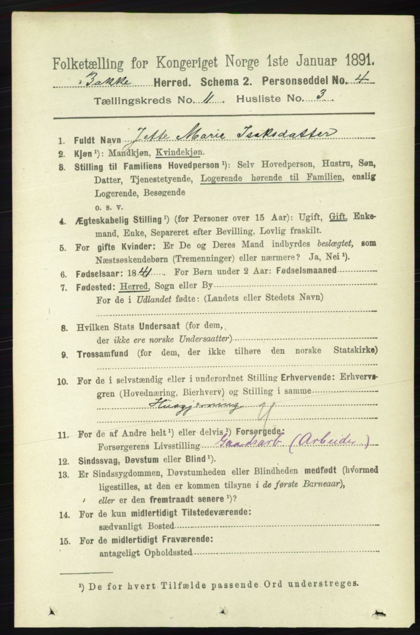 RA, 1891 census for 1045 Bakke, 1891, p. 2243