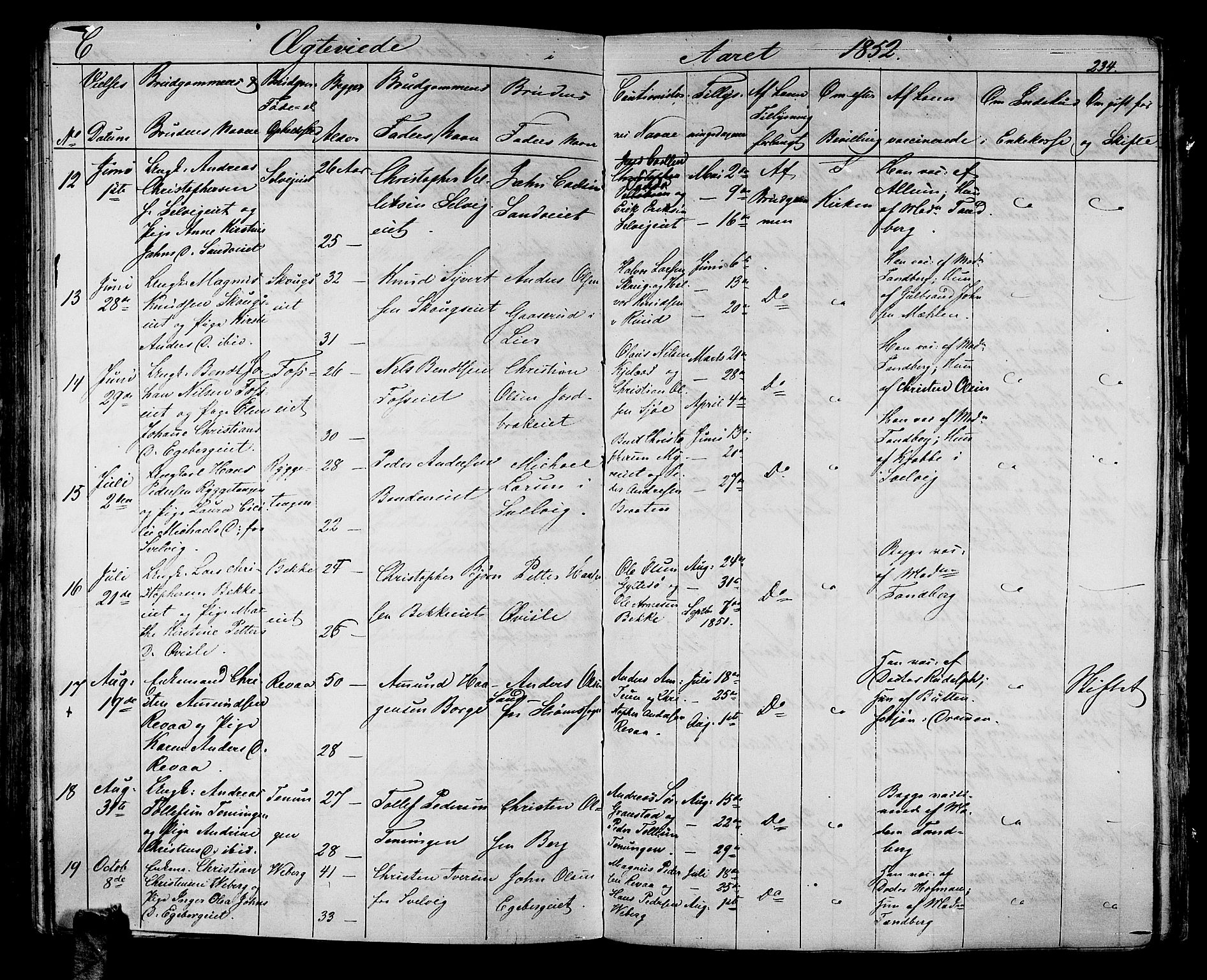 Sande Kirkebøker, AV/SAKO-A-53/G/Ga/L0002: Parish register (copy) no. 2, 1847-1863, p. 234