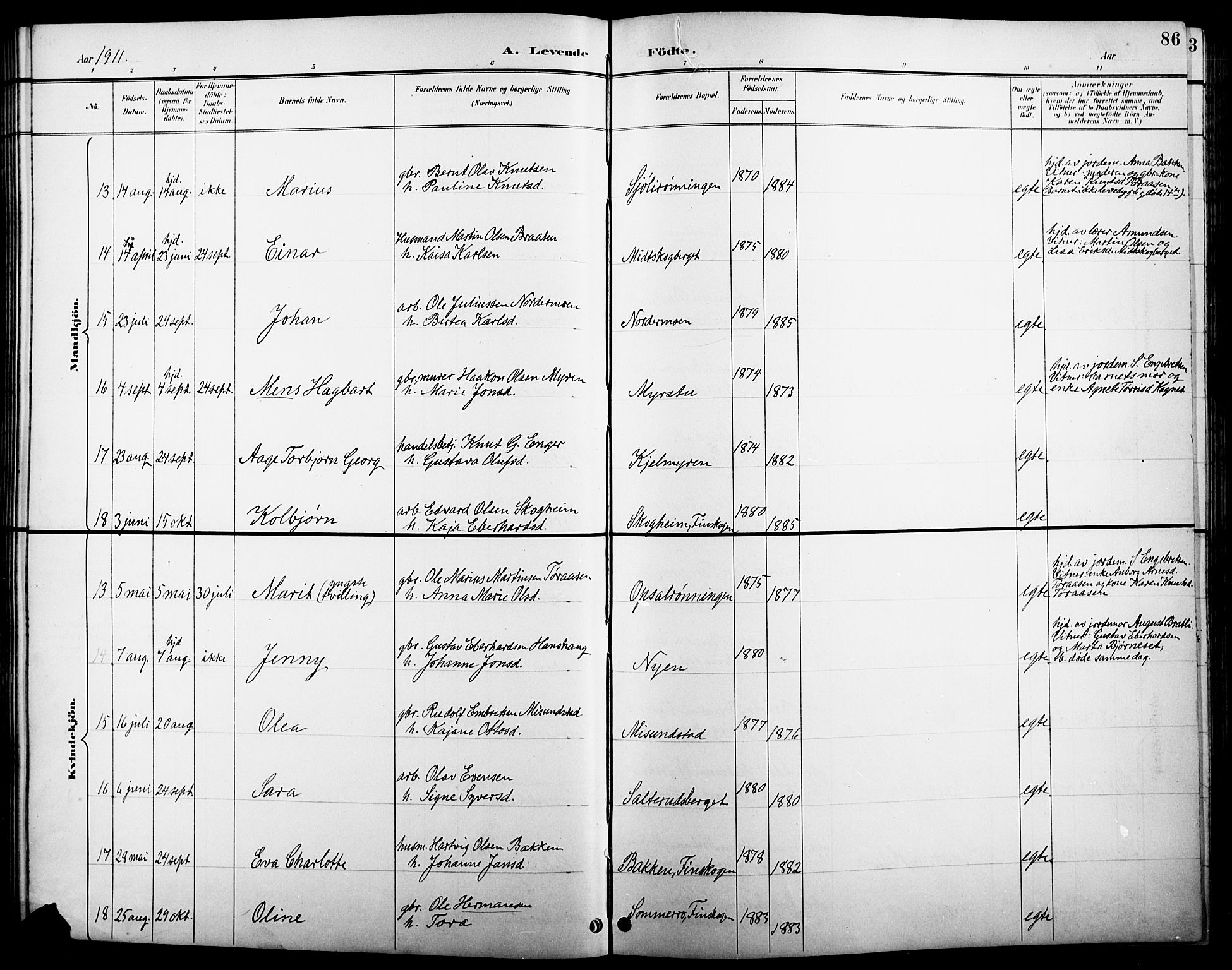 Åsnes prestekontor, AV/SAH-PREST-042/H/Ha/Hab/L0005: Parish register (copy) no. 5, 1895-1920, p. 86