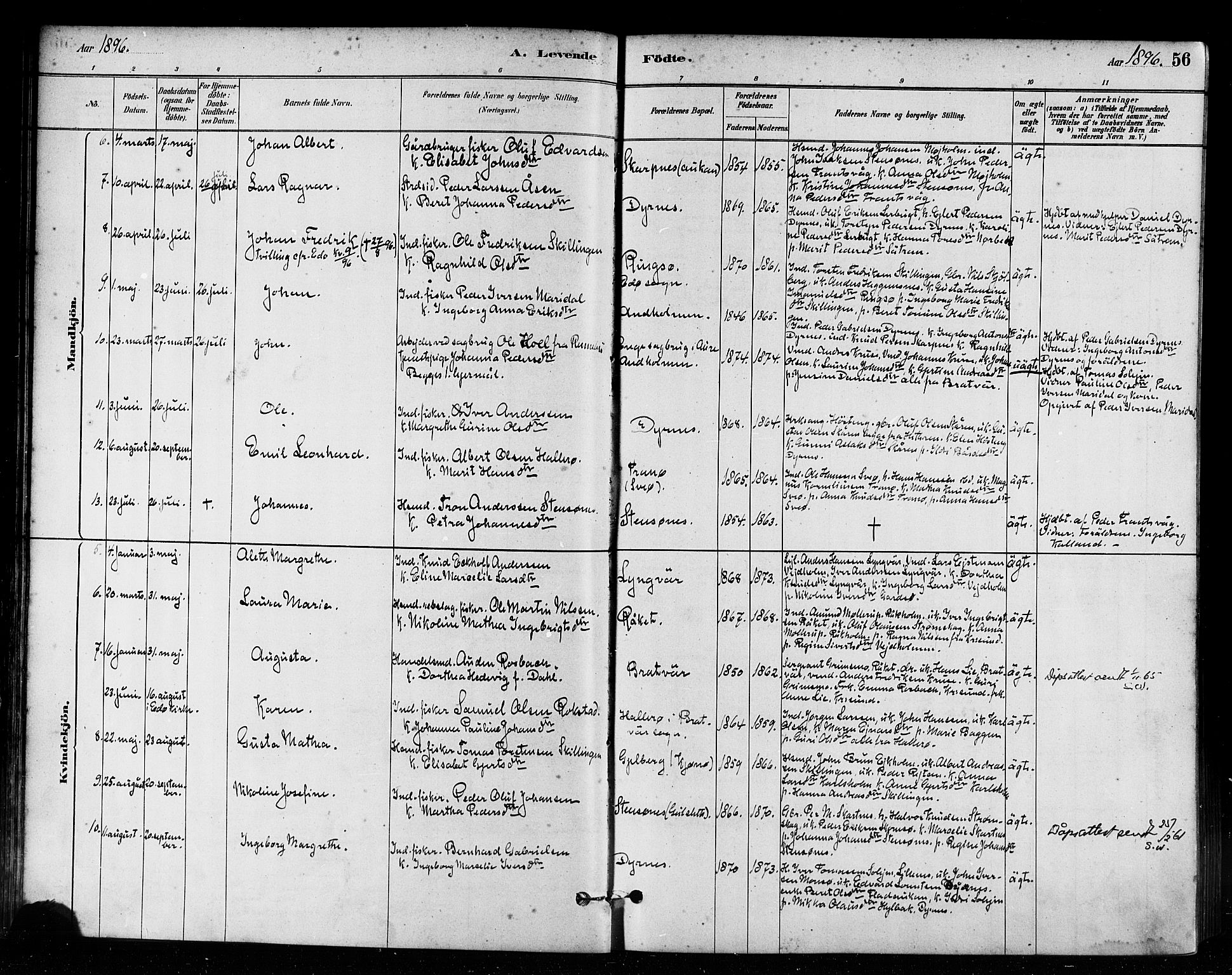 Ministerialprotokoller, klokkerbøker og fødselsregistre - Møre og Romsdal, AV/SAT-A-1454/582/L0947: Parish register (official) no. 582A01, 1880-1900, p. 56