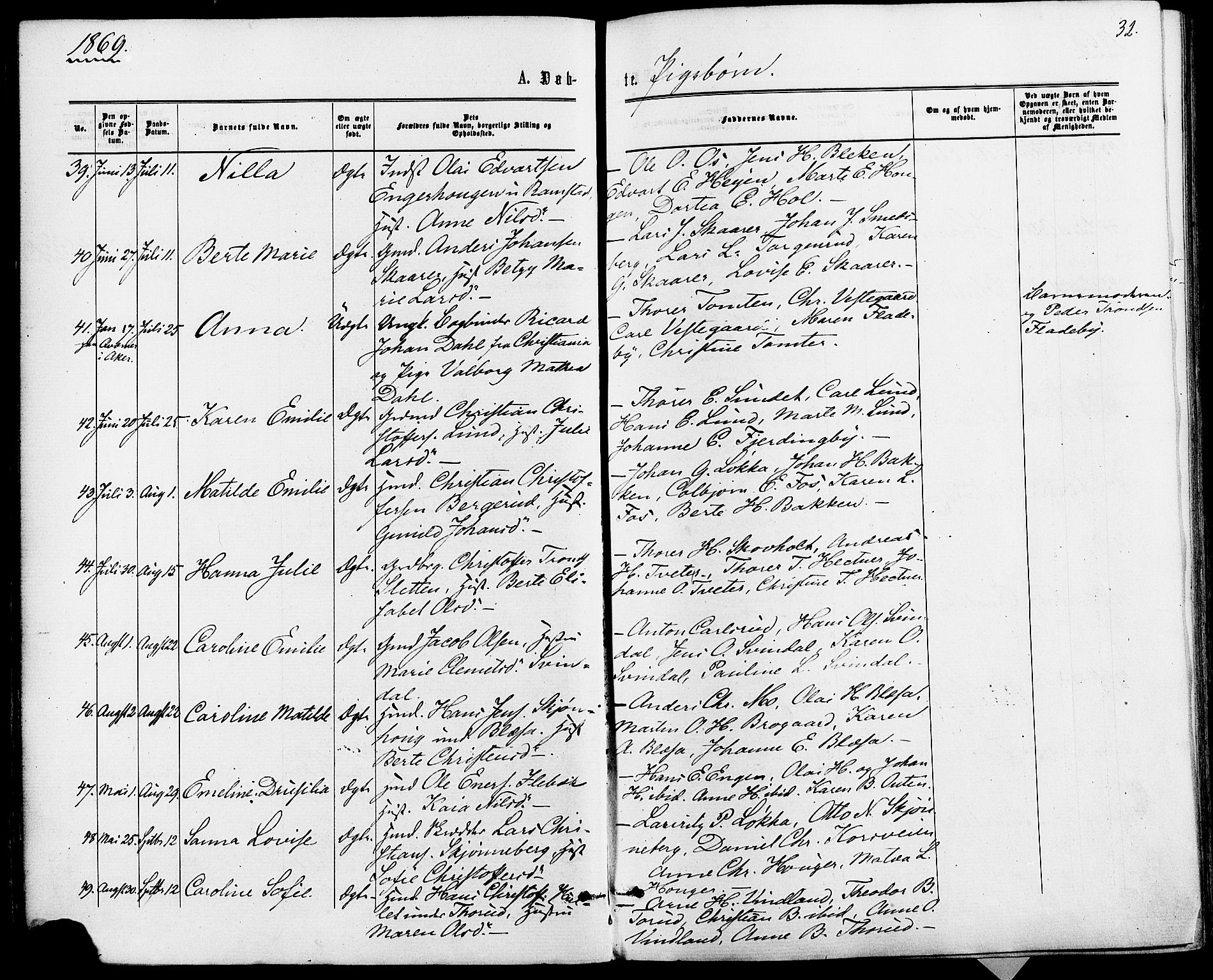 Fet prestekontor Kirkebøker, SAO/A-10370a/F/Fa/L0013: Parish register (official) no. I 13, 1867-1877, p. 32