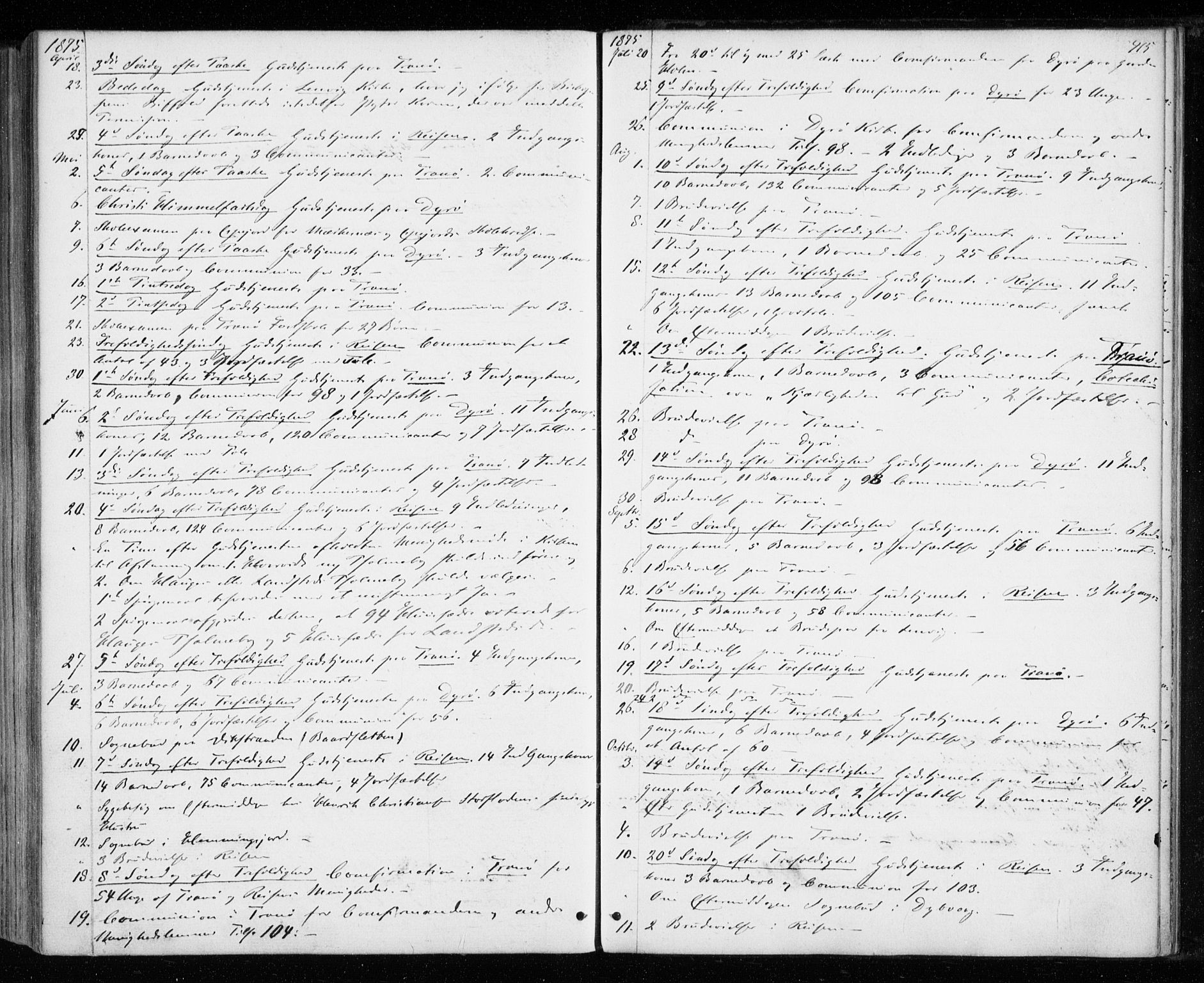 Tranøy sokneprestkontor, AV/SATØ-S-1313/I/Ia/Iaa/L0008kirke: Parish register (official) no. 8, 1867-1877, p. 415