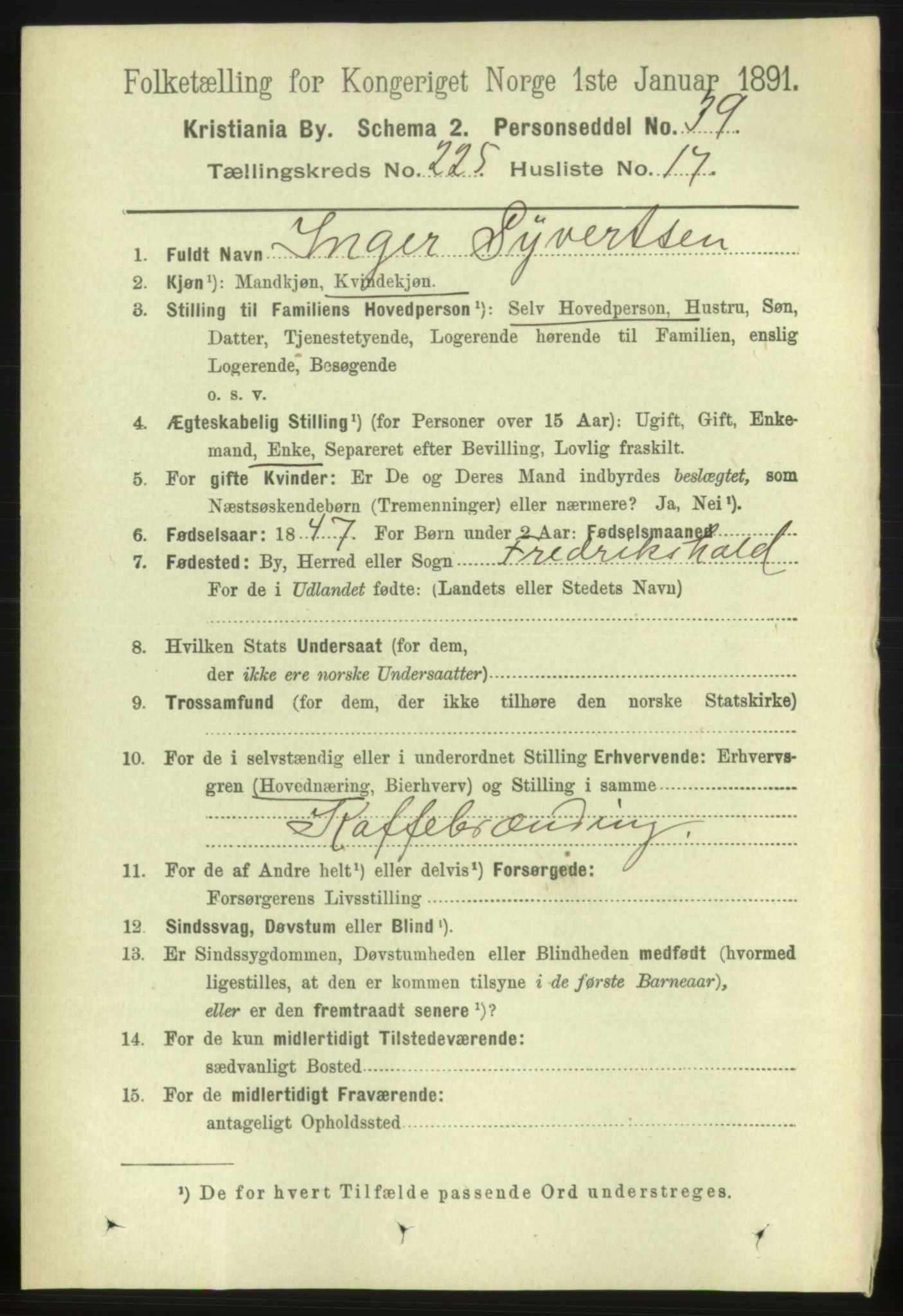 RA, 1891 census for 0301 Kristiania, 1891, p. 136980