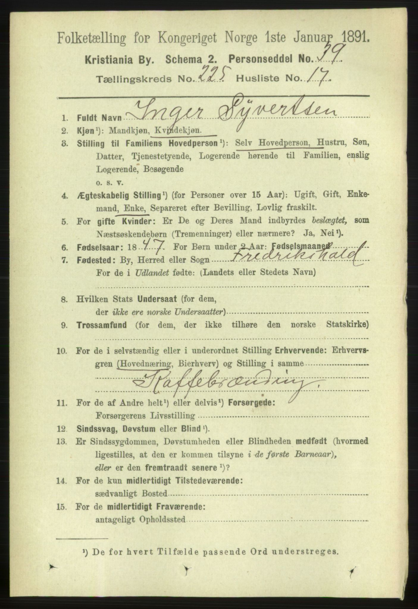 RA, 1891 census for 0301 Kristiania, 1891, p. 136980