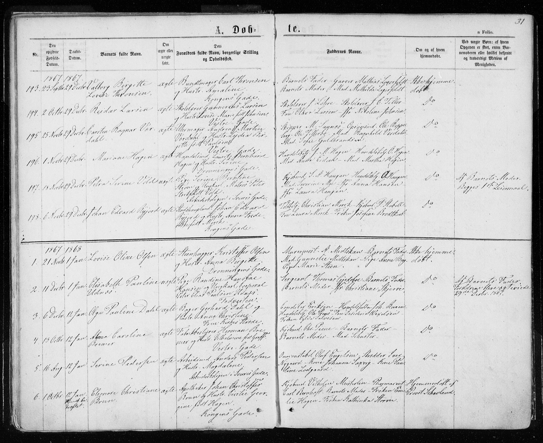 Ministerialprotokoller, klokkerbøker og fødselsregistre - Sør-Trøndelag, SAT/A-1456/601/L0054: Parish register (official) no. 601A22, 1866-1877, p. 31