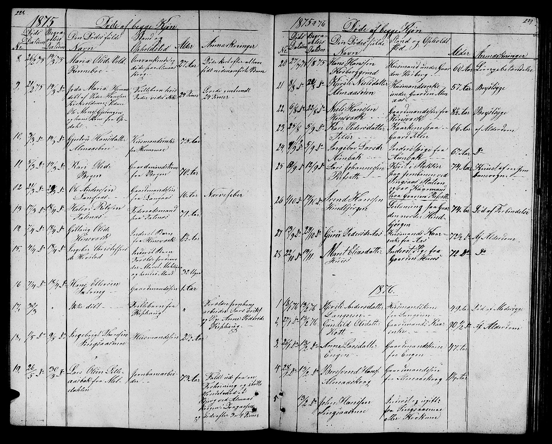 Ministerialprotokoller, klokkerbøker og fødselsregistre - Sør-Trøndelag, SAT/A-1456/688/L1027: Parish register (copy) no. 688C02, 1861-1889, p. 228-229