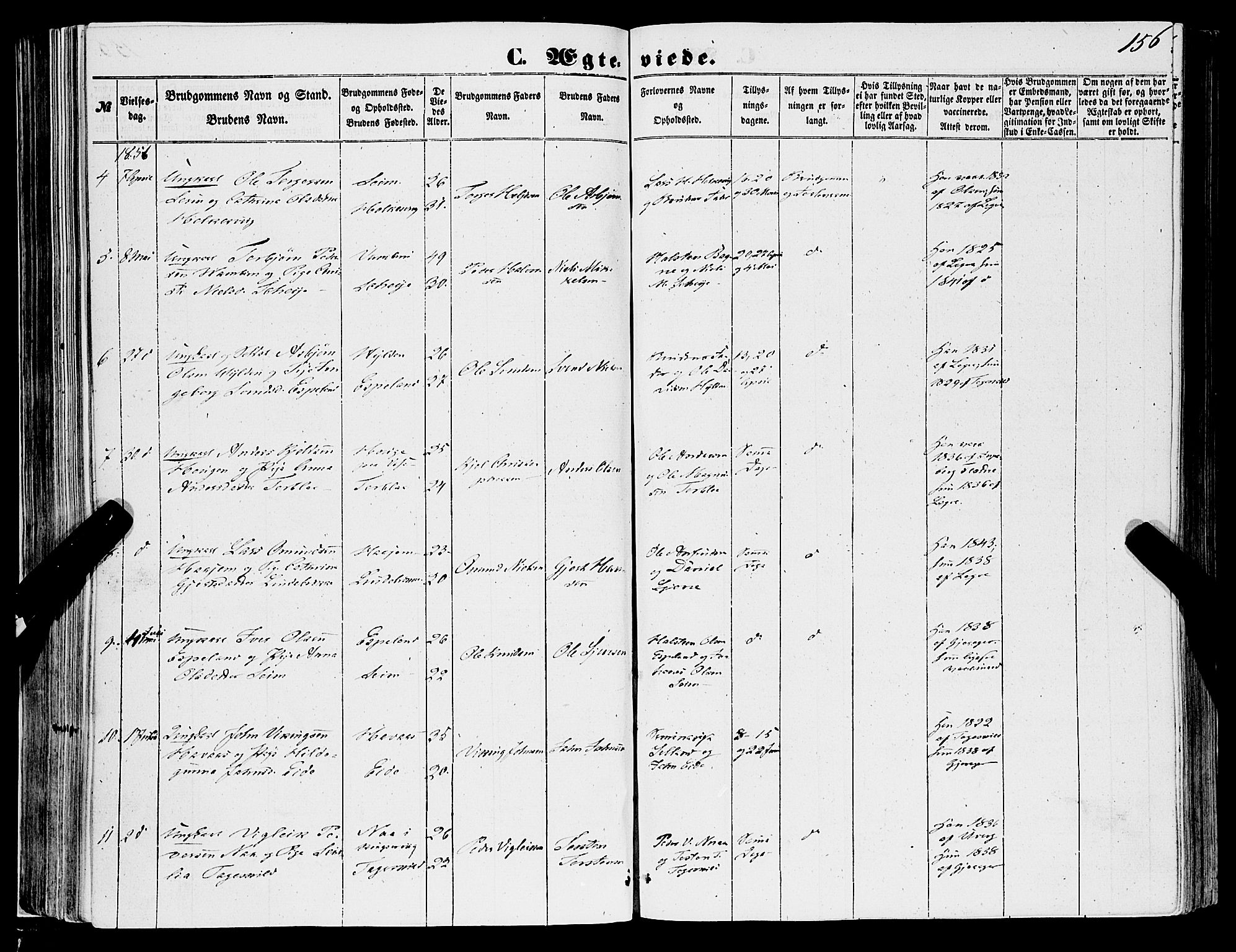 Ulvik sokneprestembete, AV/SAB-A-78801/H/Haa: Parish register (official) no. A 13, 1853-1863, p. 156