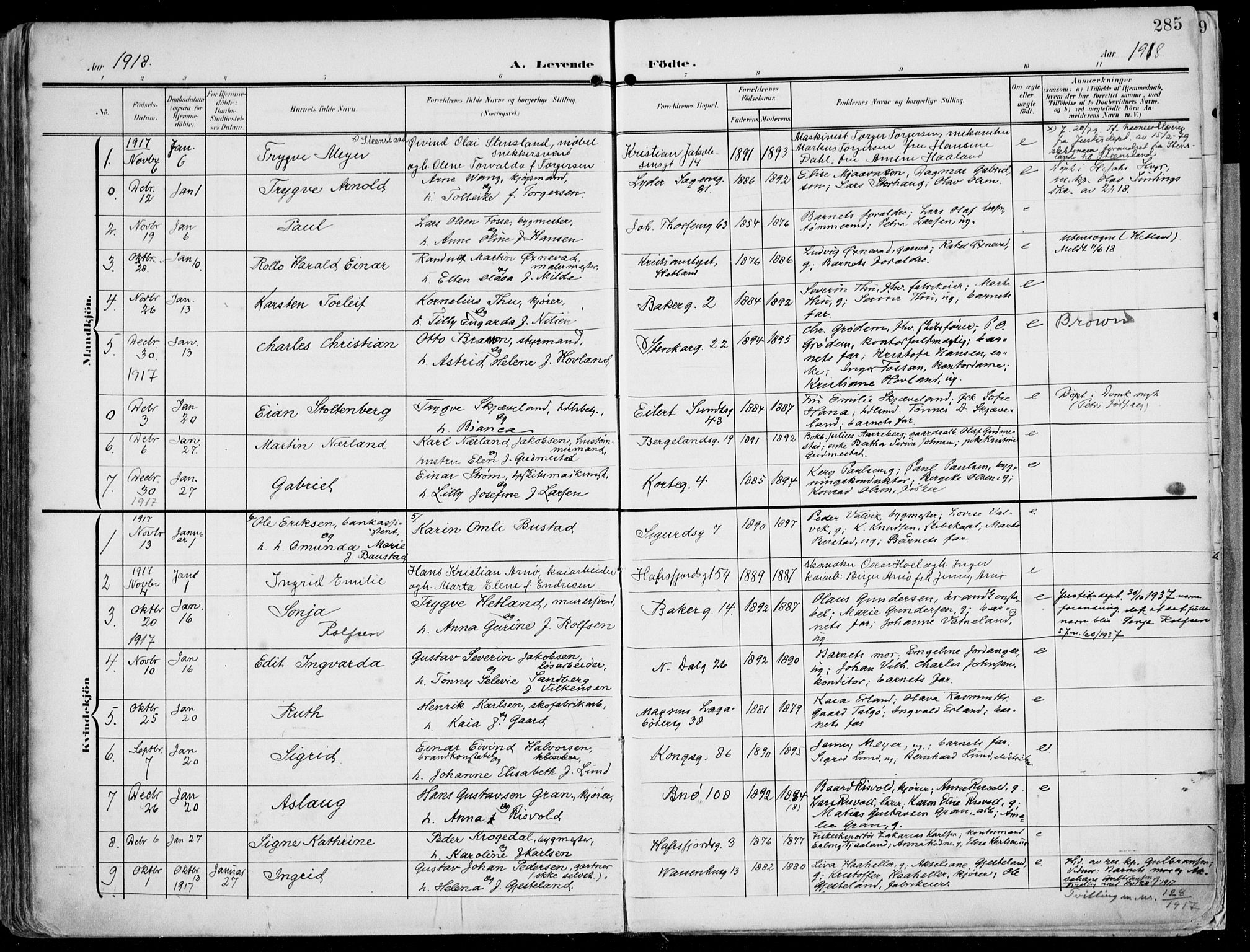 St. Petri sokneprestkontor, AV/SAST-A-101813/002/A/L0005: Parish register (official) no. A 23, 1902-1918, p. 285