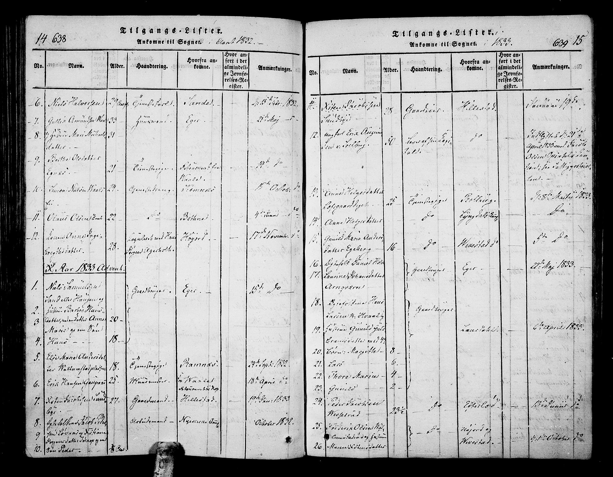 Hof kirkebøker, SAKO/A-64/F/Fa/L0004: Parish register (official) no. I 4, 1814-1843, p. 638-639