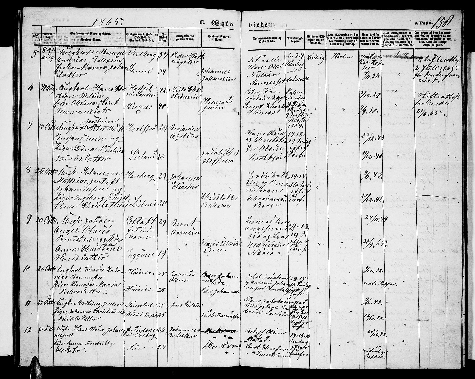 Ministerialprotokoller, klokkerbøker og fødselsregistre - Nordland, SAT/A-1459/880/L1140: Parish register (copy) no. 880C02, 1861-1875, p. 158