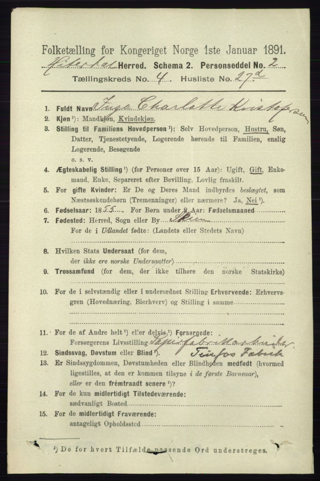 RA, 1891 census for 0823 Heddal, 1891, p. 1909