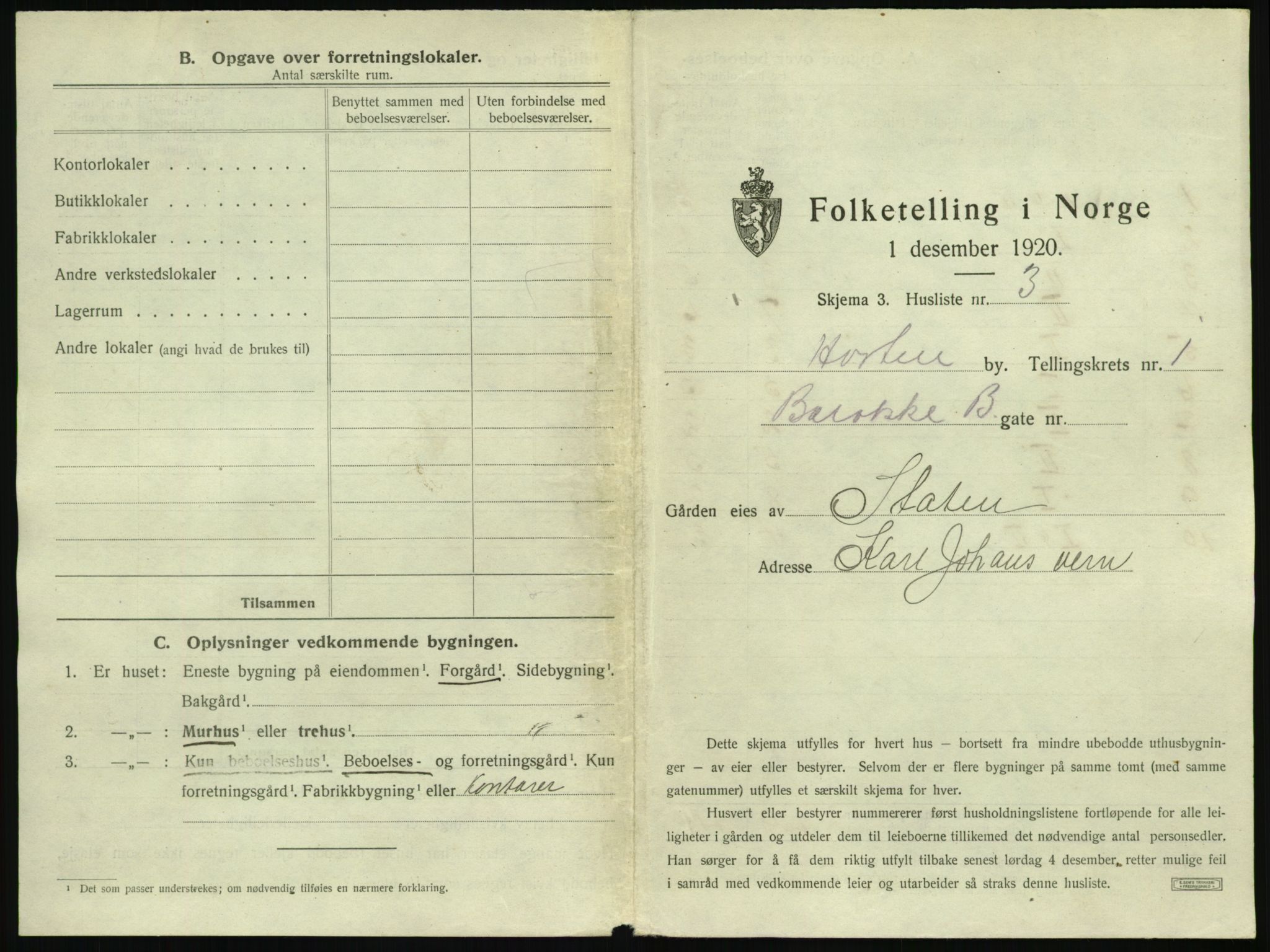 SAKO, 1920 census for Horten, 1920, p. 57