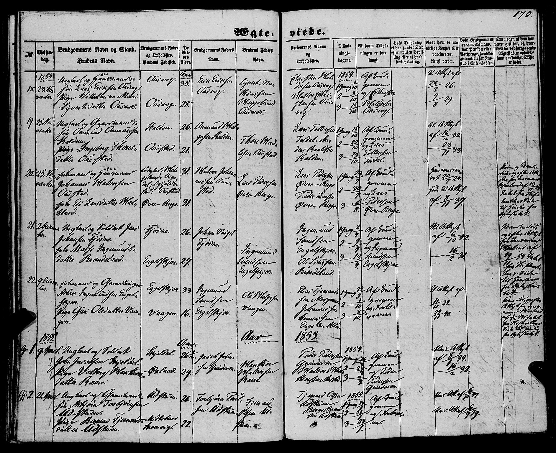 Etne sokneprestembete, SAB/A-75001/H/Haa: Parish register (official) no. A 8, 1848-1862, p. 170