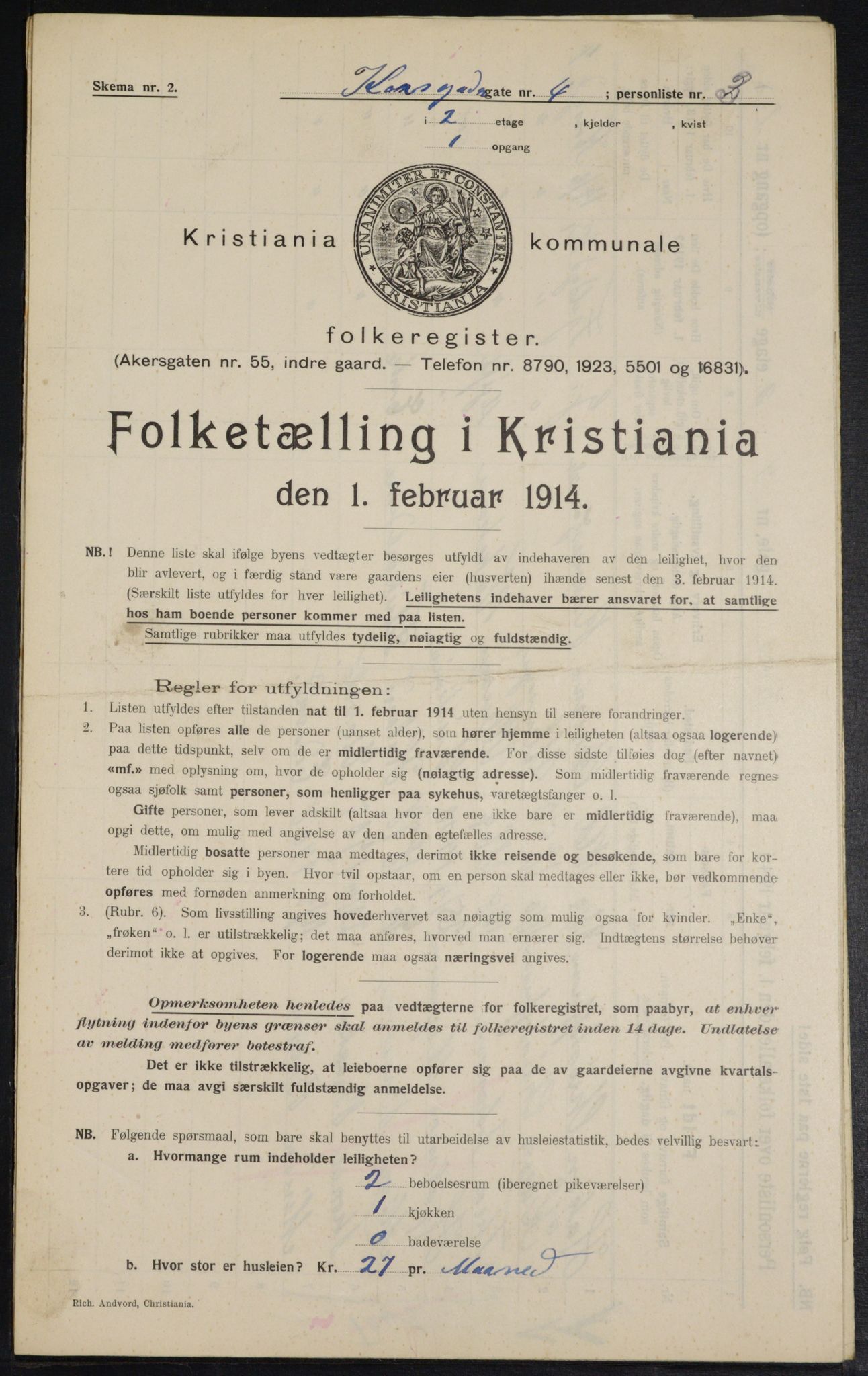 OBA, Municipal Census 1914 for Kristiania, 1914, p. 53363