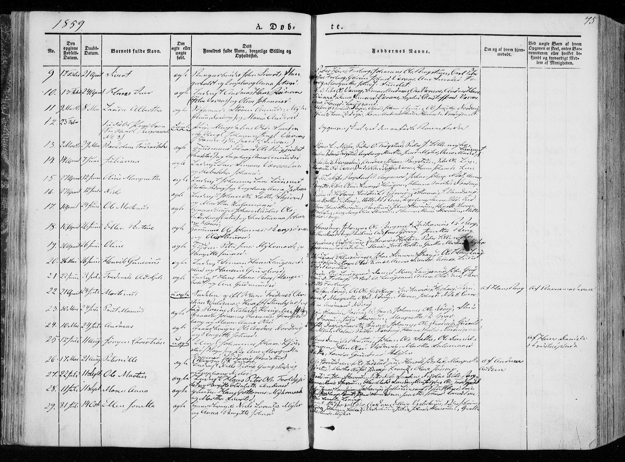 Ministerialprotokoller, klokkerbøker og fødselsregistre - Nord-Trøndelag, SAT/A-1458/722/L0218: Parish register (official) no. 722A05, 1843-1868, p. 75