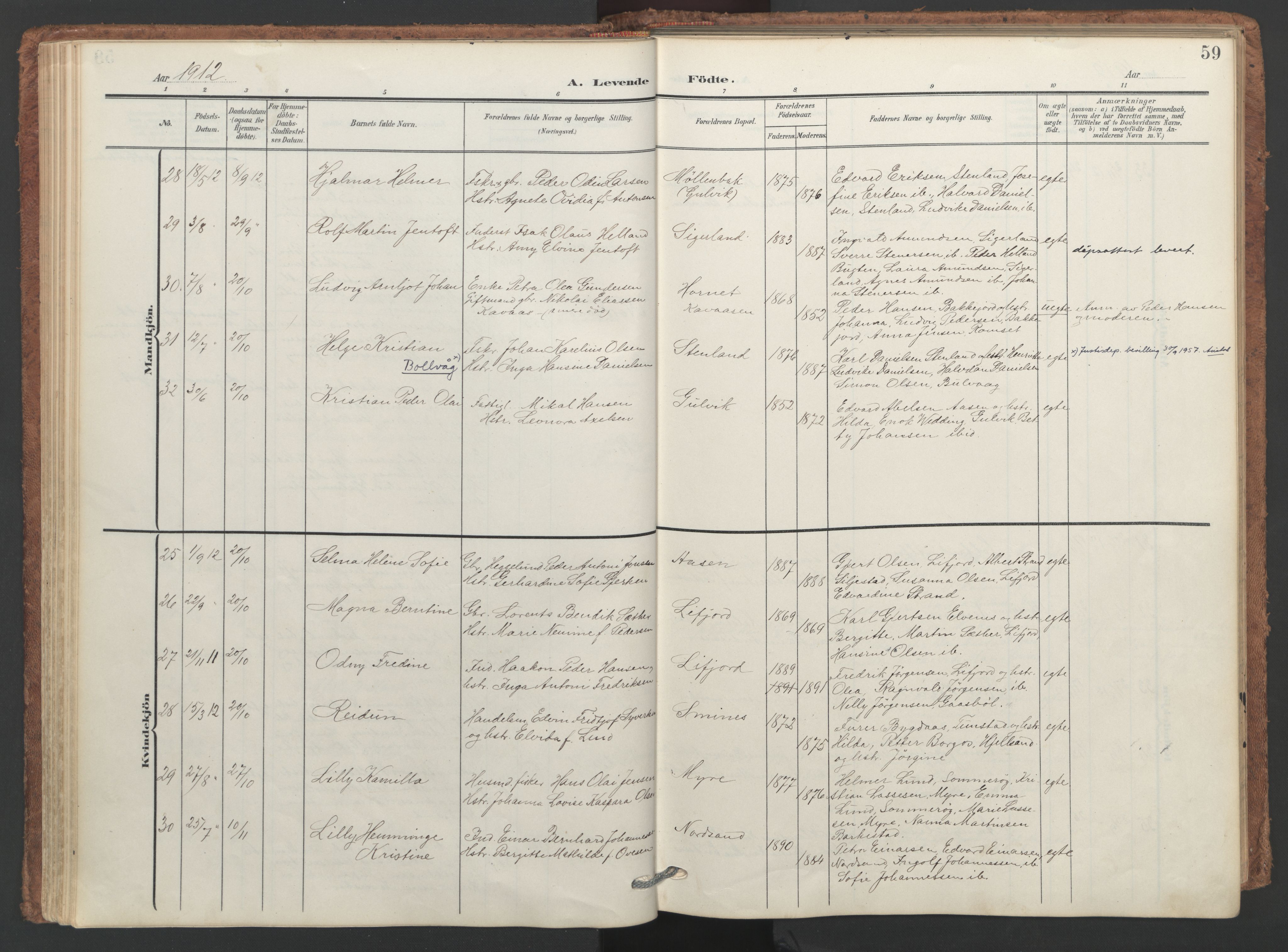 Ministerialprotokoller, klokkerbøker og fødselsregistre - Nordland, SAT/A-1459/893/L1339: Parish register (official) no. 893A11, 1904-1914, p. 59